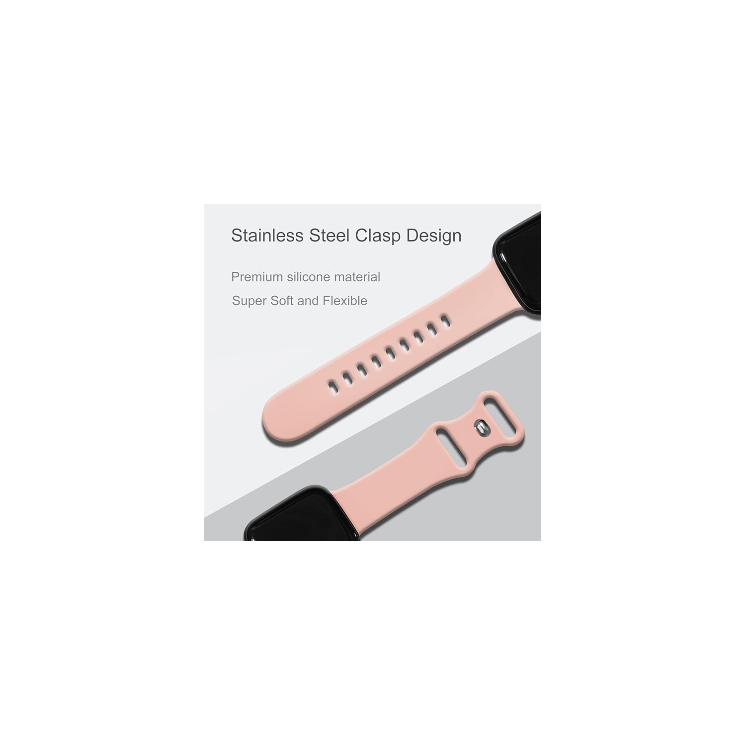 Soft Silicone Replacement Band Strap for Apple Watch iWatch Series 1 to 7 SE, 38mm 40mm 41mm - Rose Gold