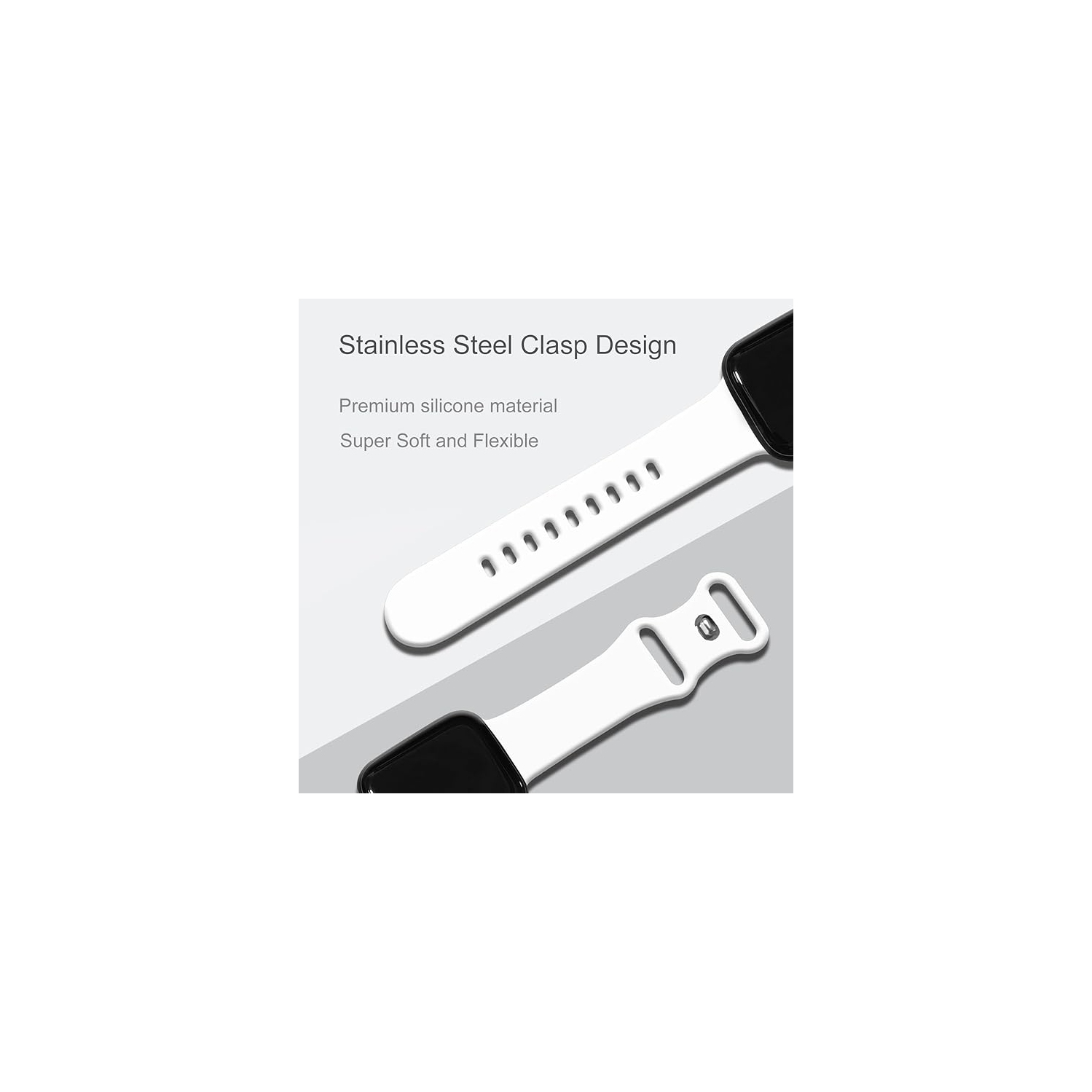 Modern Liquid Silicone Closure iWatch Band Bracelet Strap Loop for Apple Watch Sport Edition Series 1/2/3/4/5/6/7/8/9 42mm,44mm,45mm - White