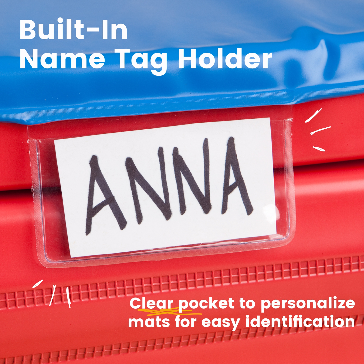 Tapis de repos à 4 plis de qualité supérieure, épais 2&nbsp;po, paq./5 - Rouge/bleu