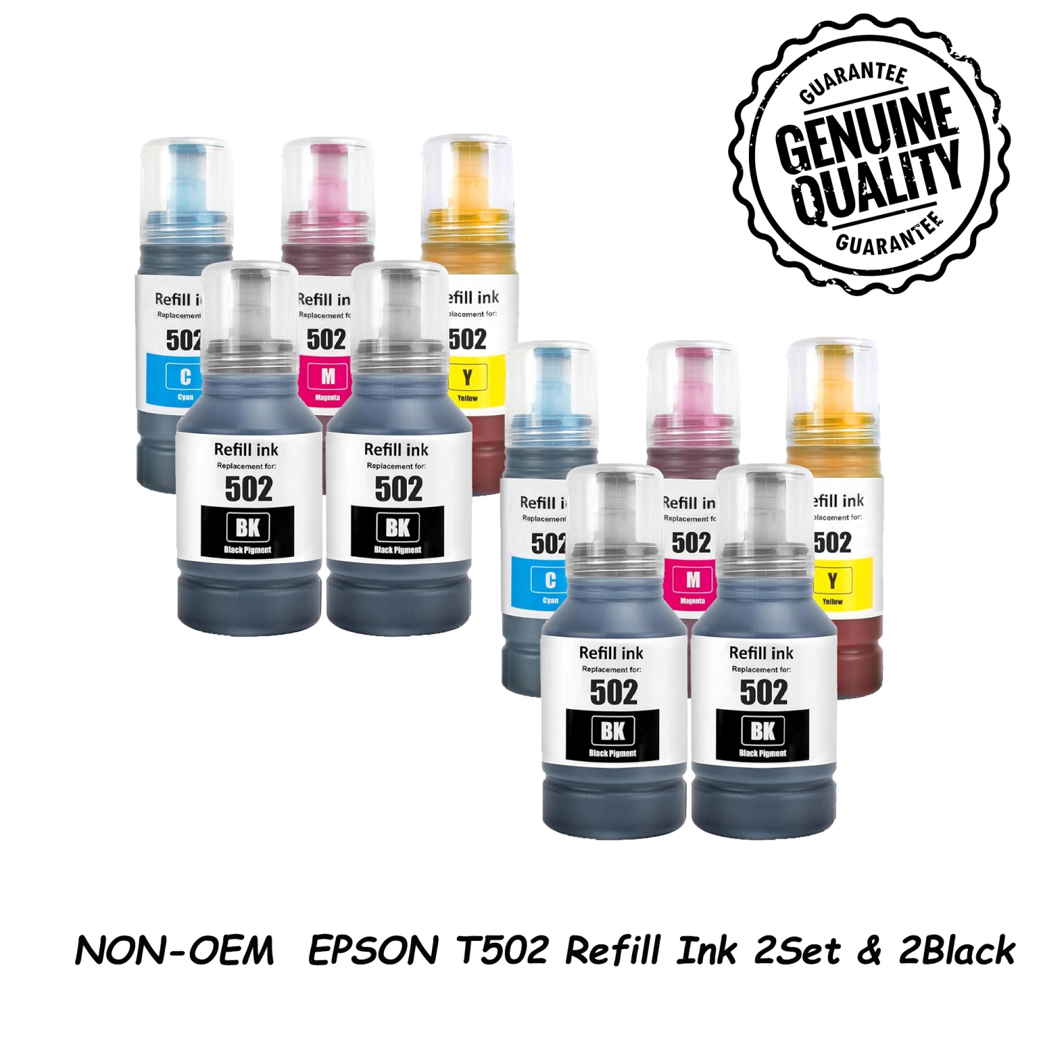 10PK Compatible Refill Ink Bottles Replacement for Epson 502 T502 EcoTank ET-2750 ET-3750 ET-4750 ET-2760 ET-3760 ET-4760 ET-2700 ET-3700 ET-3710