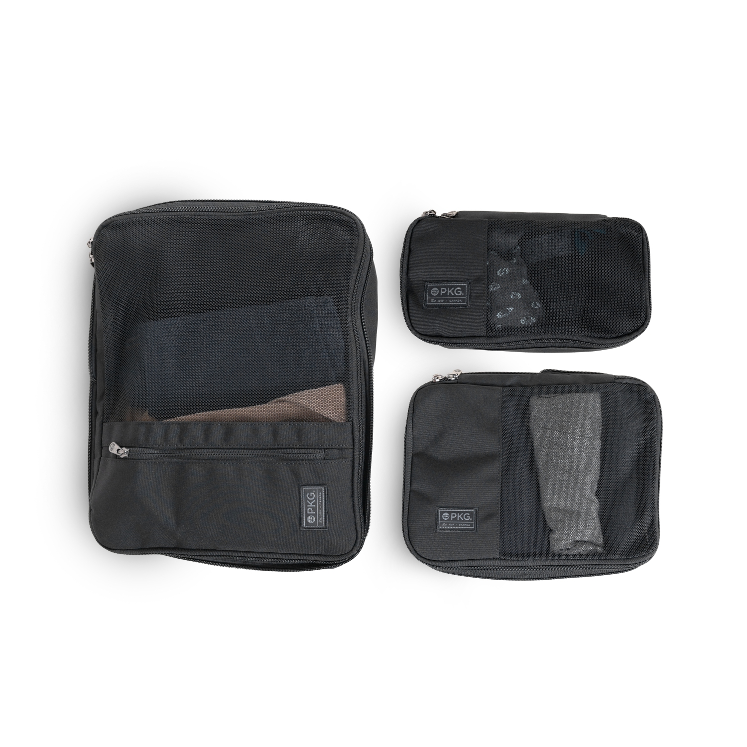 PKG Recycled Union Packing Cubes. 3-Pack Compression Packing Cubes.