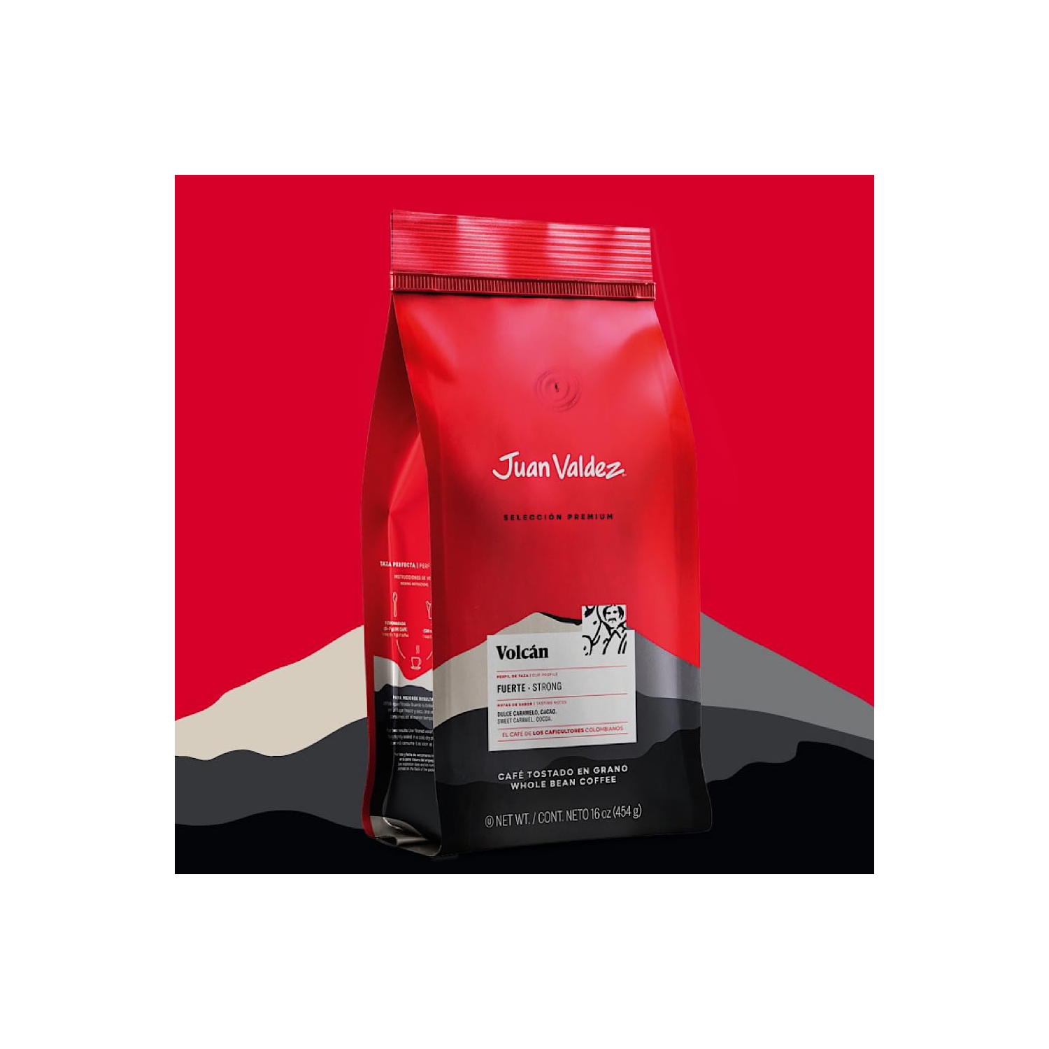 Juan Valdez Volcan Ground Colombian Coffee 12 oz, Premium Line, Strong Coffee with Notes of Sweet caramel, and Dark Chocolate Finish