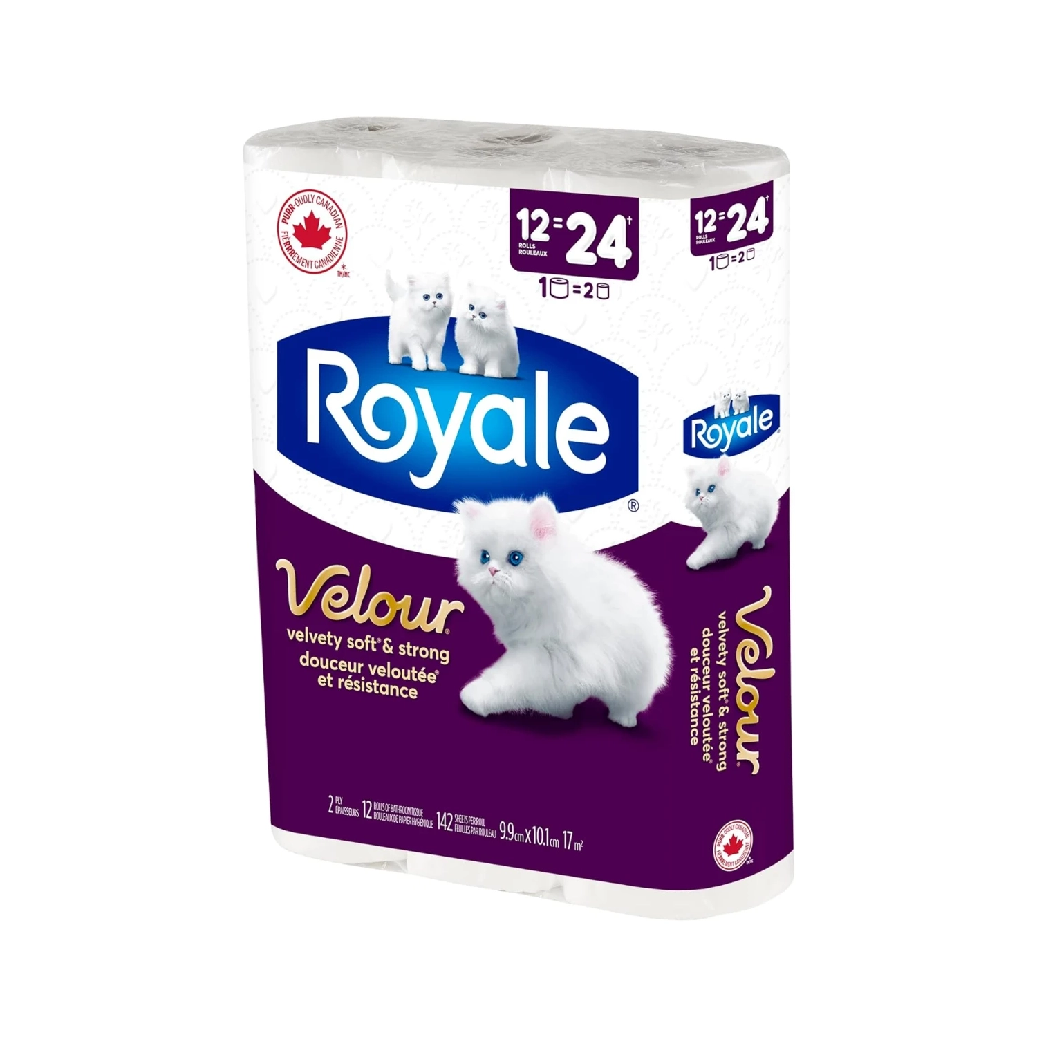 Royale Velour Toilet Paper: 12 Equals 24 Rolls | 142 Bath Tissues per Roll - Soft & Absorbent
