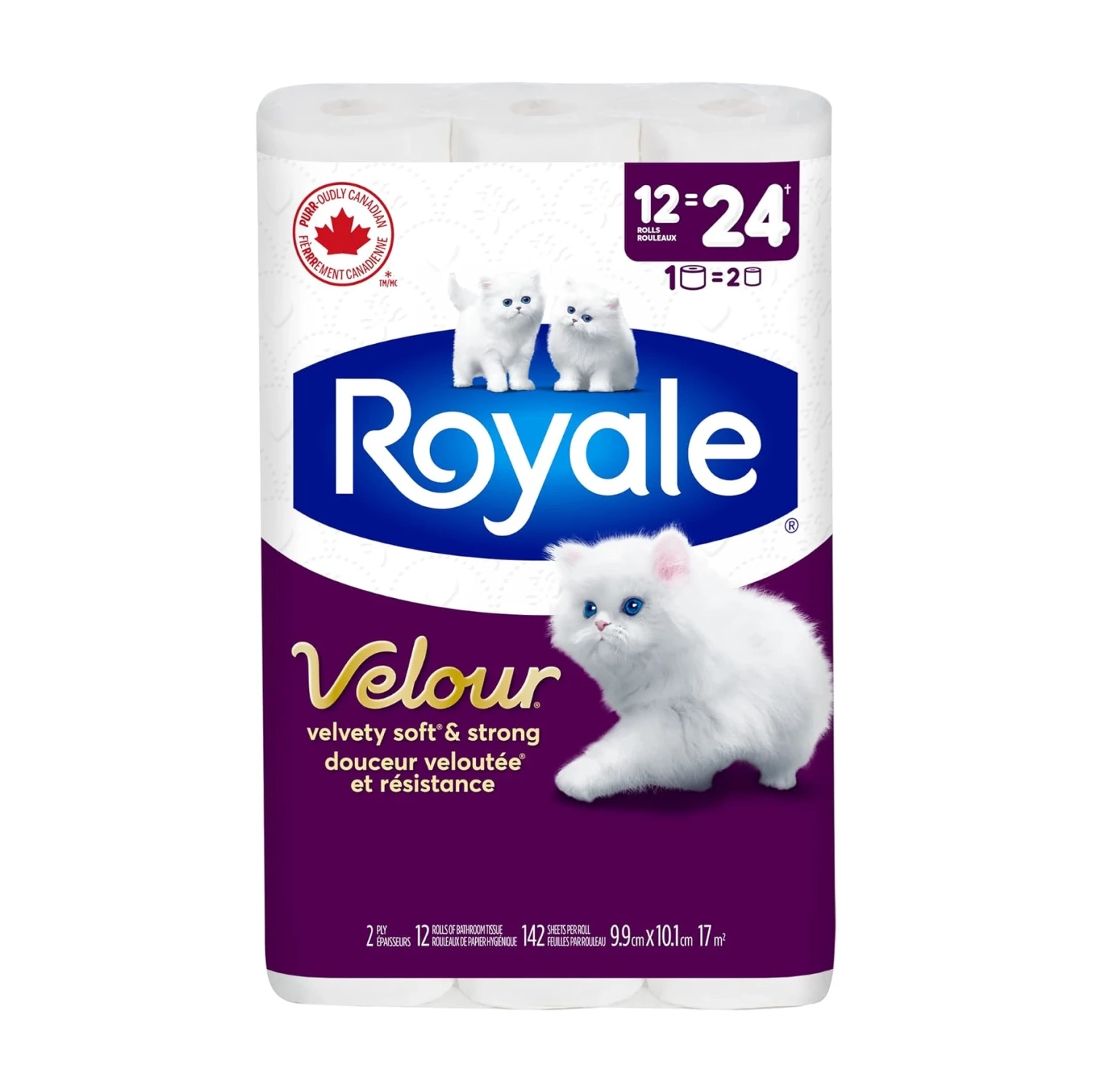 Royale Velour Toilet Paper: 12 Equals 24 Rolls | 142 Bath Tissues per Roll - Soft & Absorbent