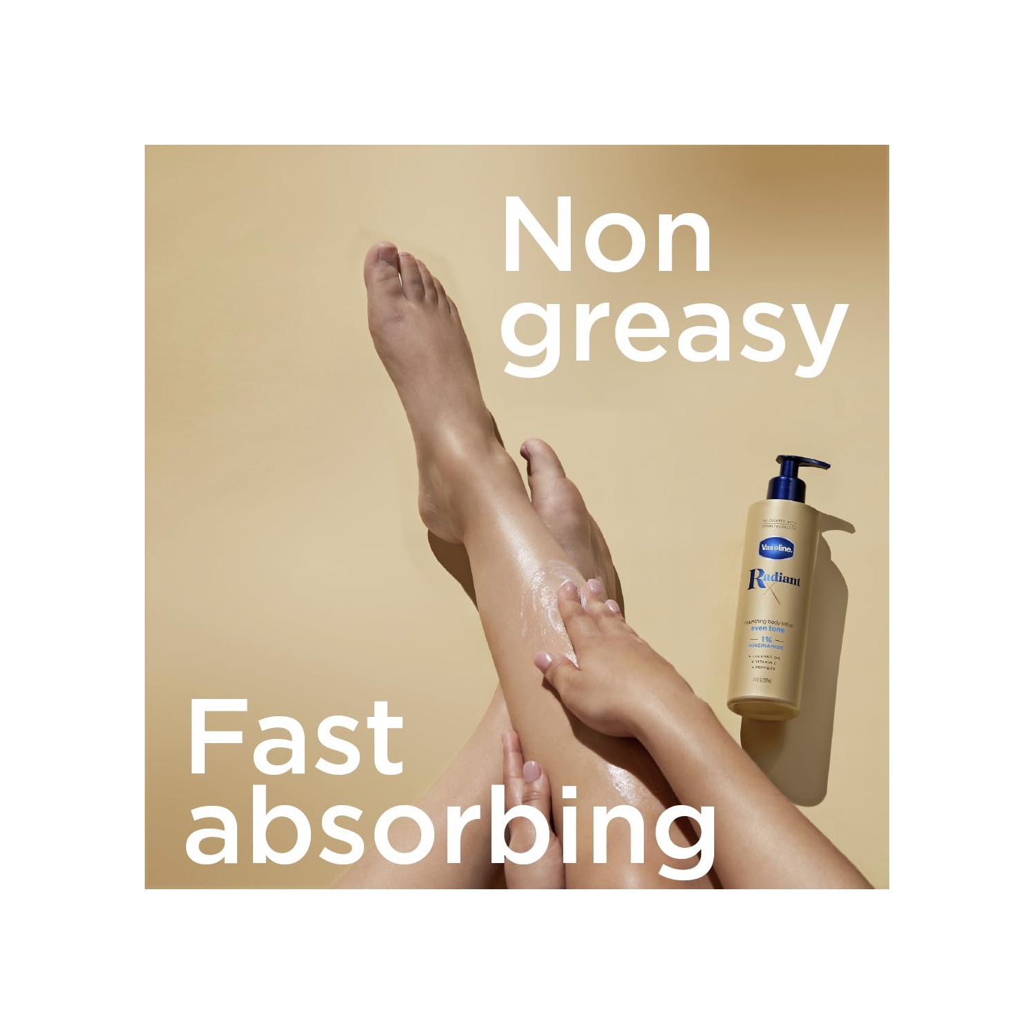 Vaseline Radiant X Even Tone Nourishing Body Lotion With 1% Niacinamide, Coconut Oil, Vitamin C, & Peptides 11 oz