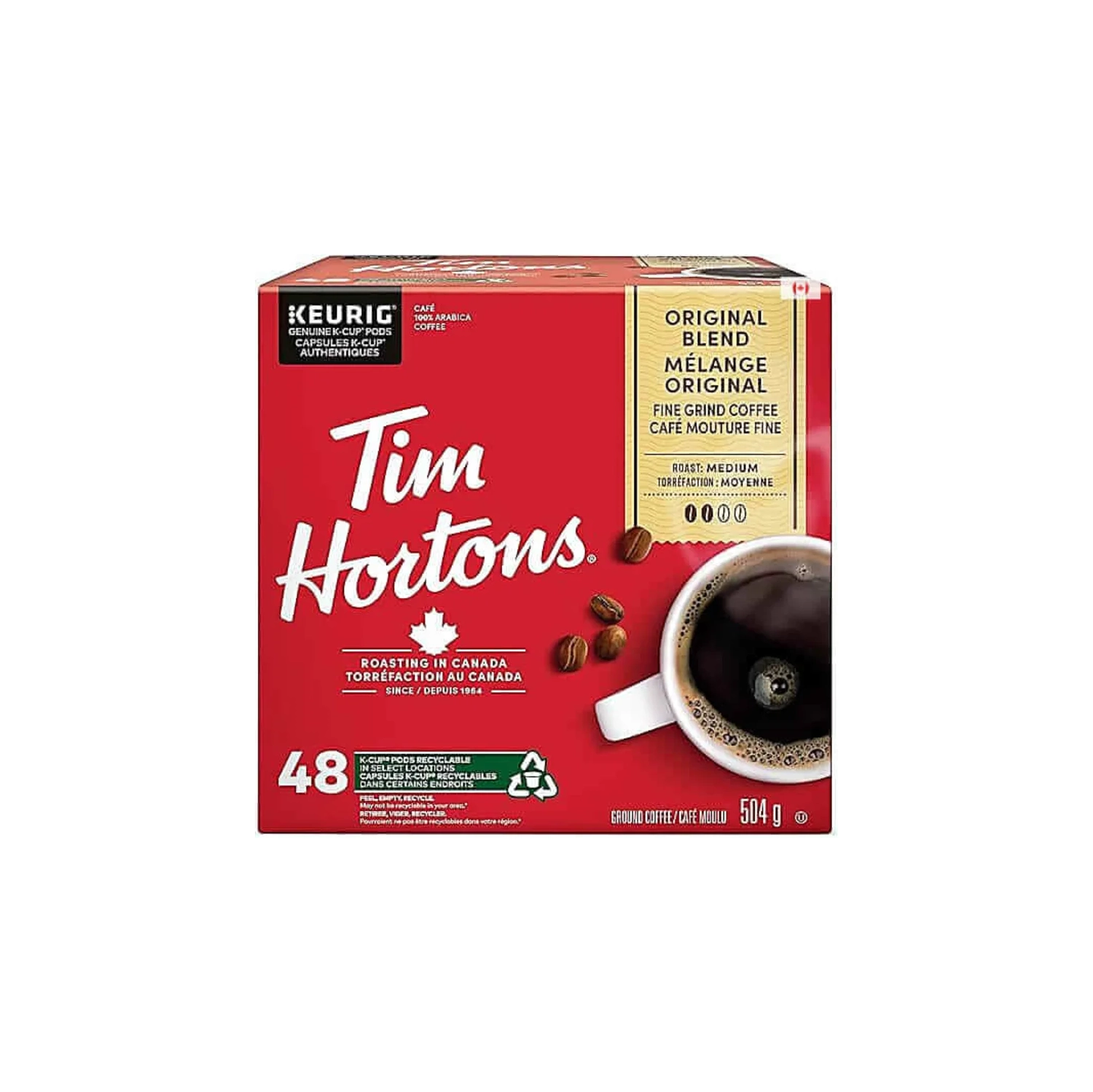 Tim Hortons Original Coffee Blend K-Cup Pods - 48 Count | Medium Roast for Keurig