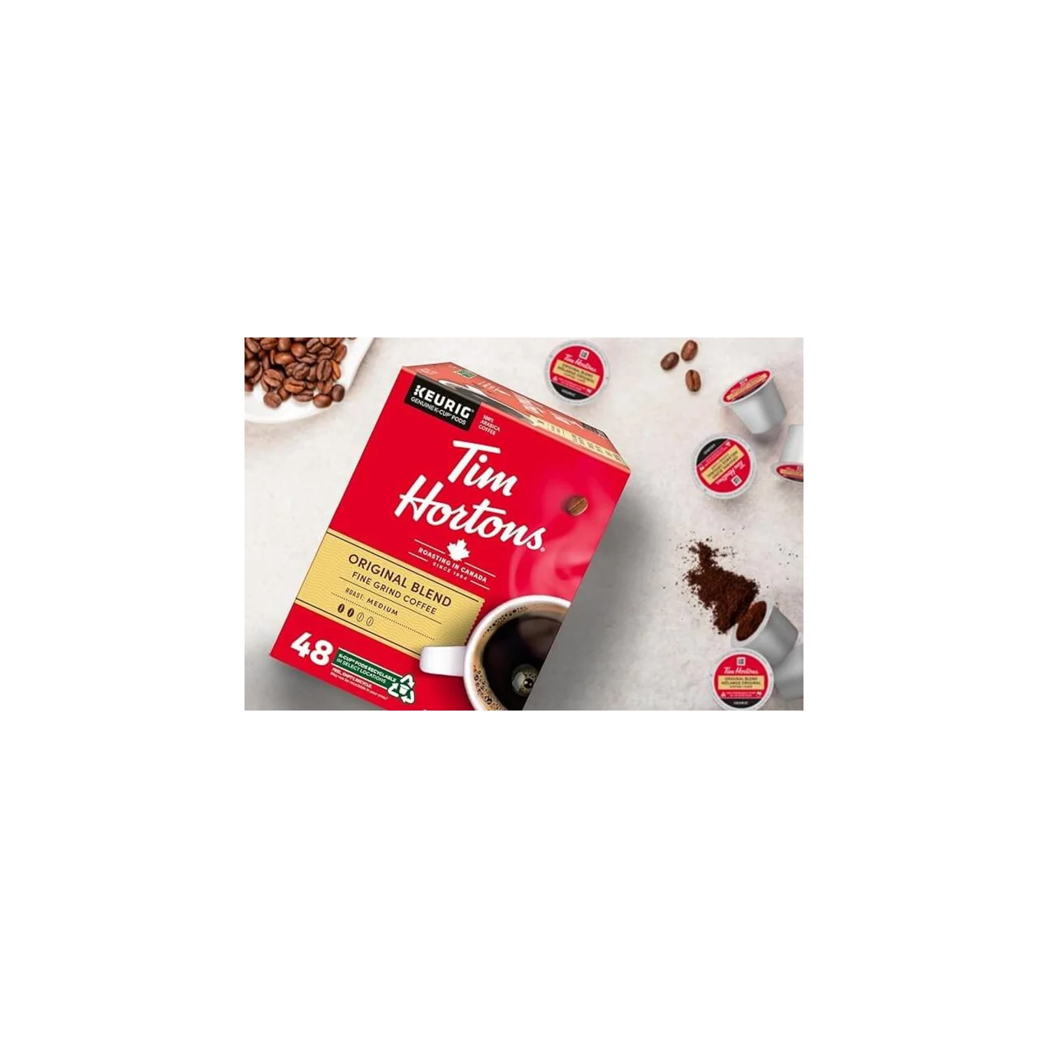 Tim Hortons Original Coffee Blend K-Cup Pods - 48 Count | Medium Roast for Keurig