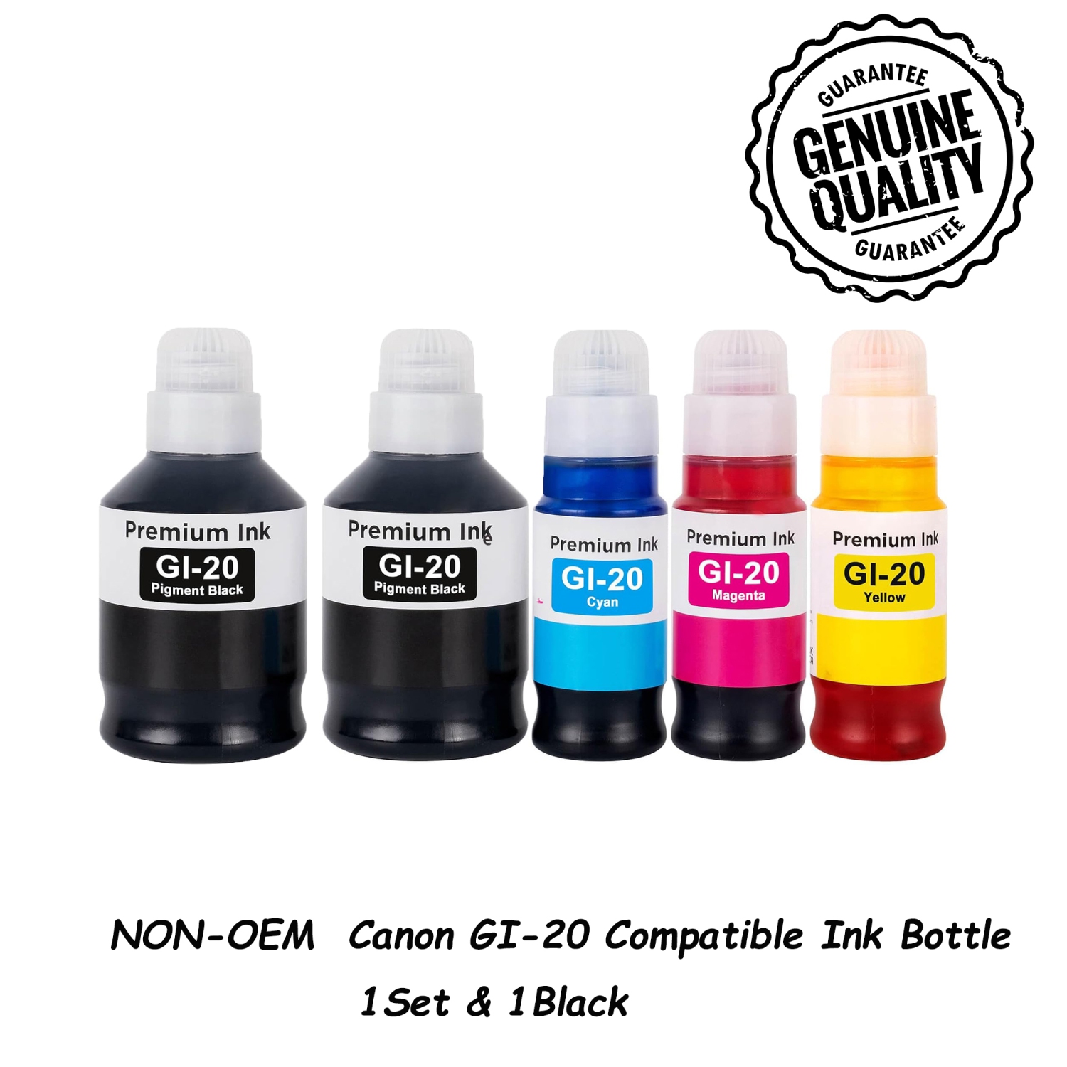 [Haut rendement] 5PK remplacement de bouteille d'encre compatible pour Canon GI20 GI-20 GI 20 encre - Canon PIXMA G5020, PIXMA G6020, PIXMA G7020