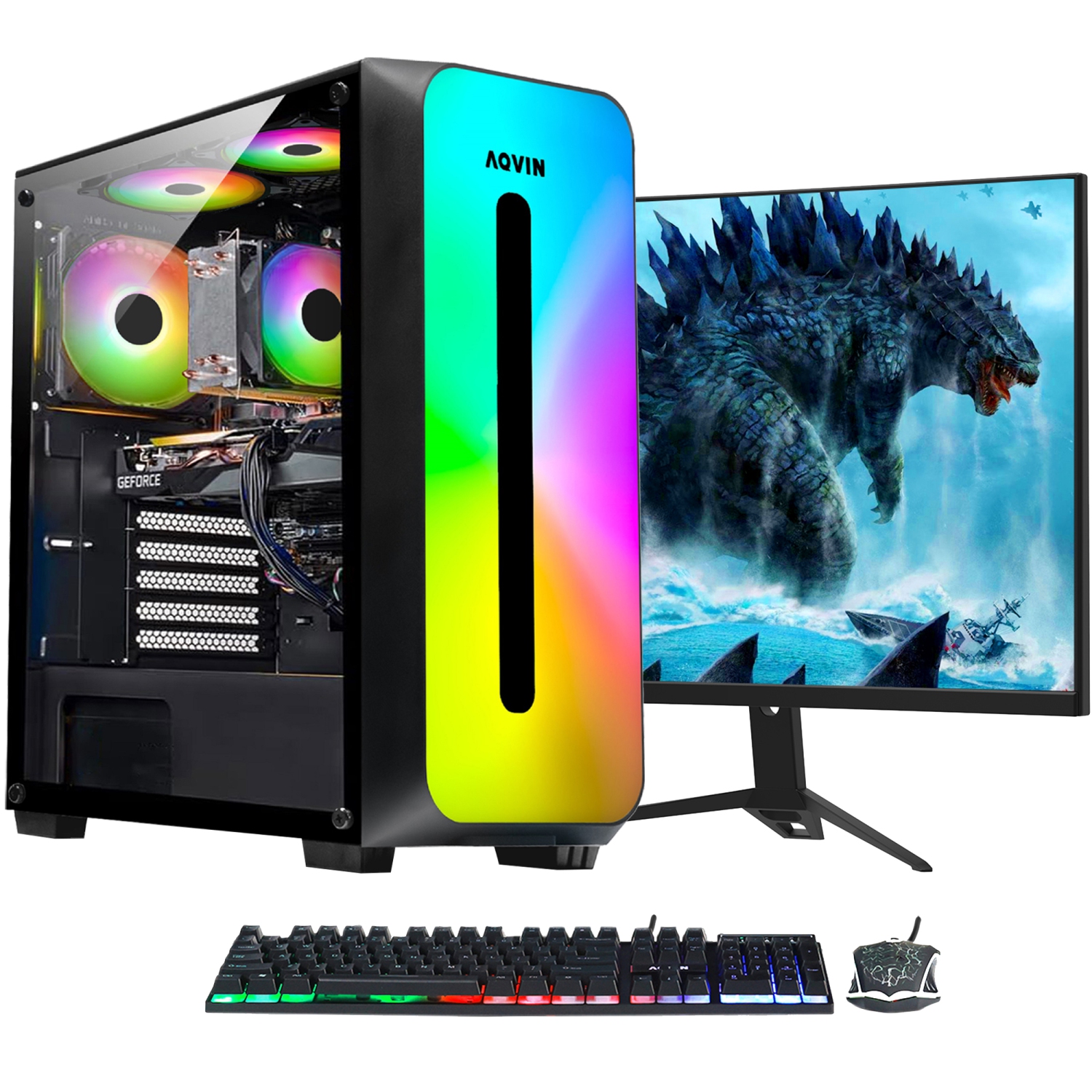 Gaming PC AQVIN AQB60 Desktop Computer Set | 27 inch Curved Monitor | Intel Core i7 CPU | GeForce RTX 3060 12GB GDDR6 HDMI | 32GB DDR4 RAM | 1TB SSD | 2TB HDD | Windows 10 Pro WIFI