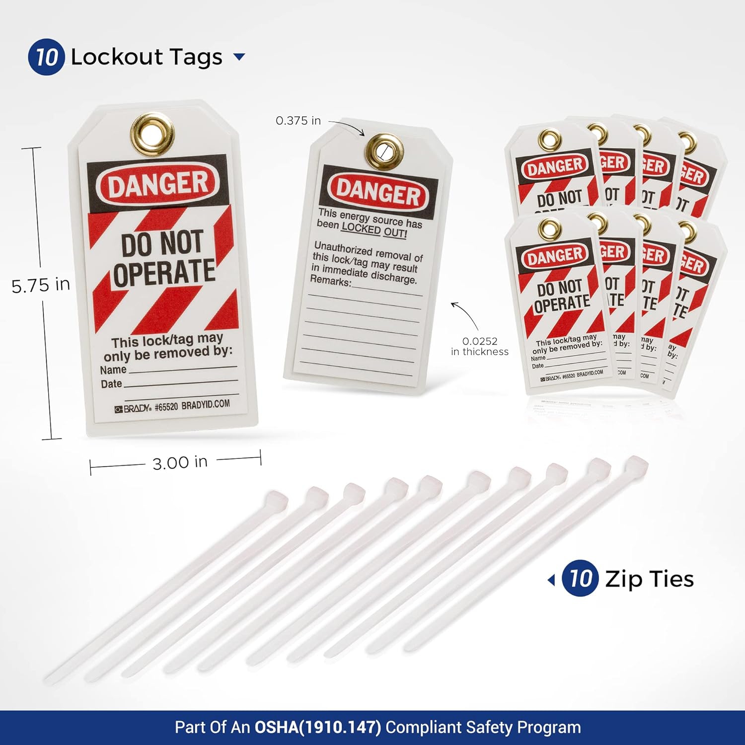 BRADY Lockout Tagout Station with Loto Devices. Lock Out Tag Out Kit Board with 6 Keyed Different Safety Lock Set, Hasps for Padlocks