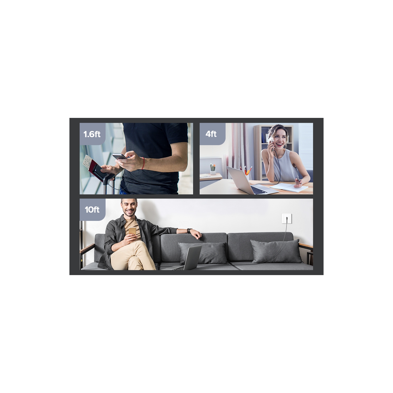 [3 Pack] Mcdodo USB-A to USB-C Fast Charging Cable USB 90 Degree Right Angle Gaming LED Nylon Braided for iPhone15/Samsung S24 S23