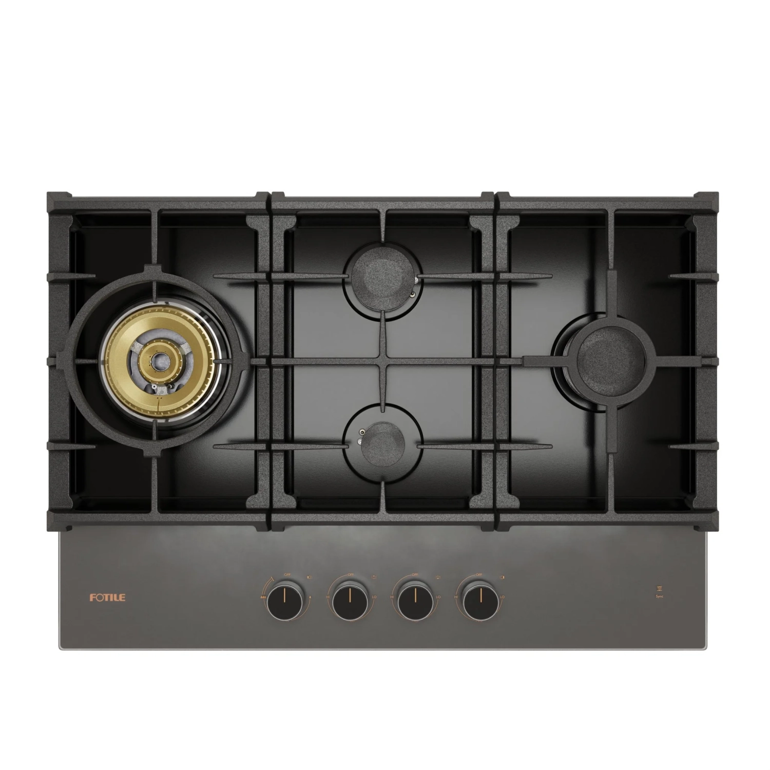 FOTILE GLG30401-Y 30” Moonshadow Tempered Glass 4-Burner Gas Cooktop, Tri-Ring 18,000 BTUs Center Burner with Flame Failure Protection Removable