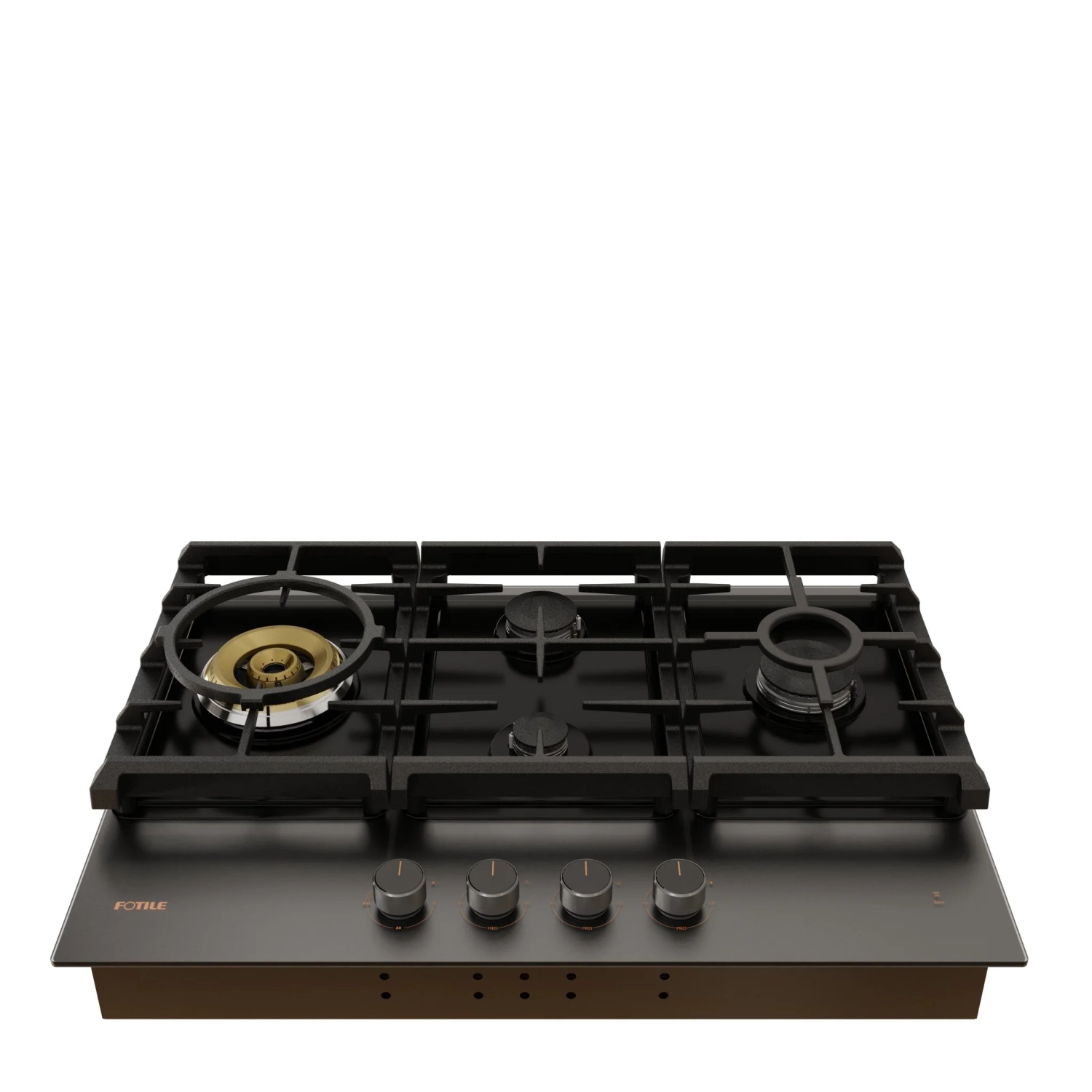FOTILE GLG30401-Y 30” Moonshadow Tempered Glass 4-Burner Gas Cooktop, Tri-Ring 18,000 BTUs Center Burner with Flame Failure Protection Removable