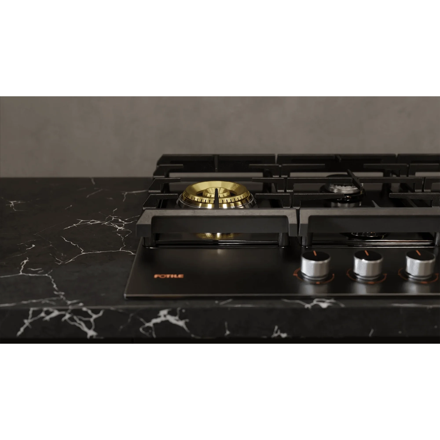 FOTILE GLG30401-Y 30” Moonshadow Tempered Glass 4-Burner Gas Cooktop, Tri-Ring 18,000 BTUs Center Burner with Flame Failure Protection Removable