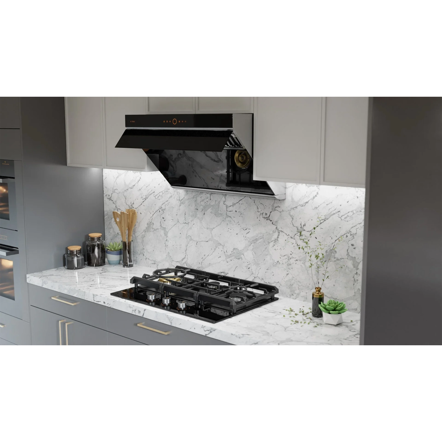 FOTILE GLG30301 30” Black Tempered Glass 3-Burner Gas Cooktop, Tri-Ring 18,000 BTUs Left Burner with Flame Failure Protection Removable Grates and