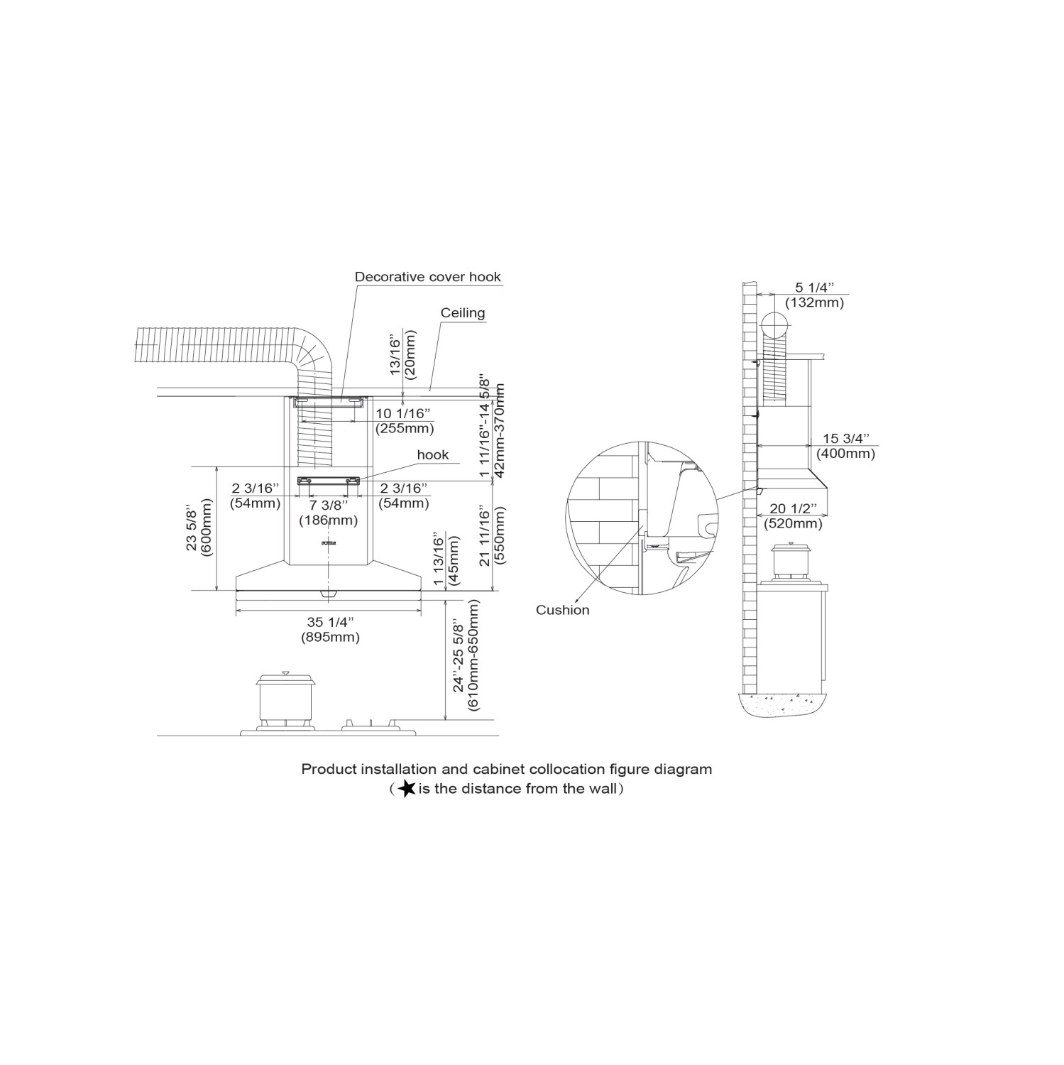 FOTILE EMG9050 36" Wall-Mount Range Hood 1300 CFMs with Touchscreen, 2 Speed-settings and Auto Turbo Mode, Adjustable Capture Shield, Delay Shutoff,