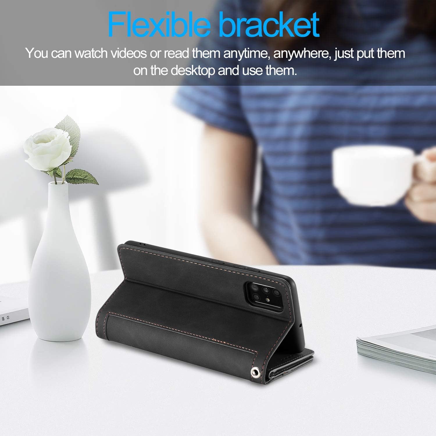 Wallet Case for Samsung Note 20 ULTRA, Retro Matte 9 Card Holder Slots Zipper Pocket Case PU Leather Magnetic Closure Kickstand with Wrist Strap