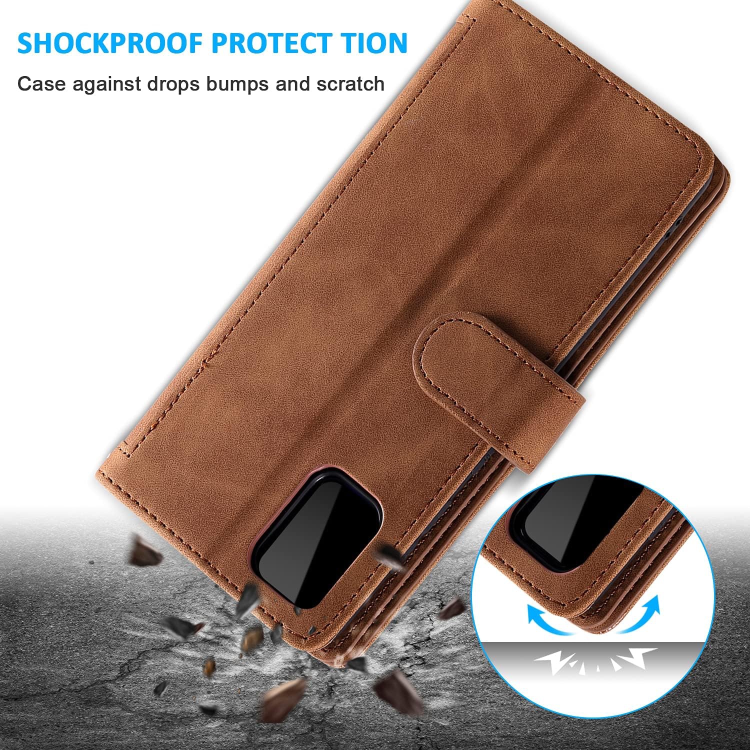 Wallet Case for Samsung S22 ULTRA, Retro Matte 9 Card Holder Slots Zipper Pocket Case PU Leather Magnetic Closure Kickstand with Wrist Strap Folio