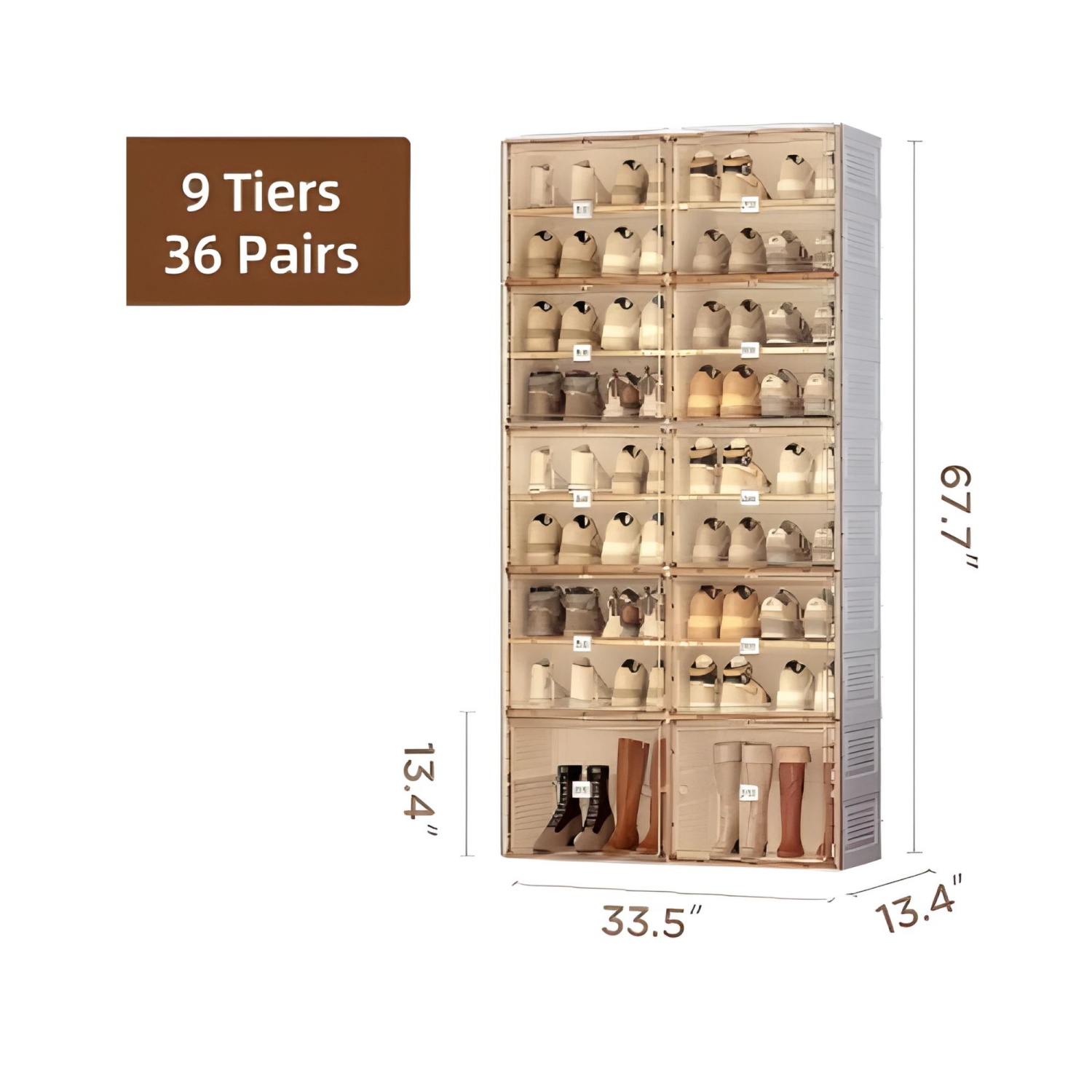 Range-chaussures portatif ANTBOX, armoire empilable Sneaker avec porte magnétique, conception repliable, 9 niveaux 36 paires