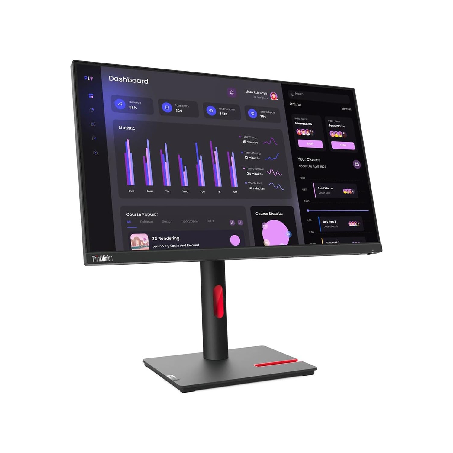 Refurbished (Excellent)- Lenovo ThinkVision T24i-30 23.8 Full HD WLED LCD Monitor -VGA, HDMI, DP W/Free HDMI cable