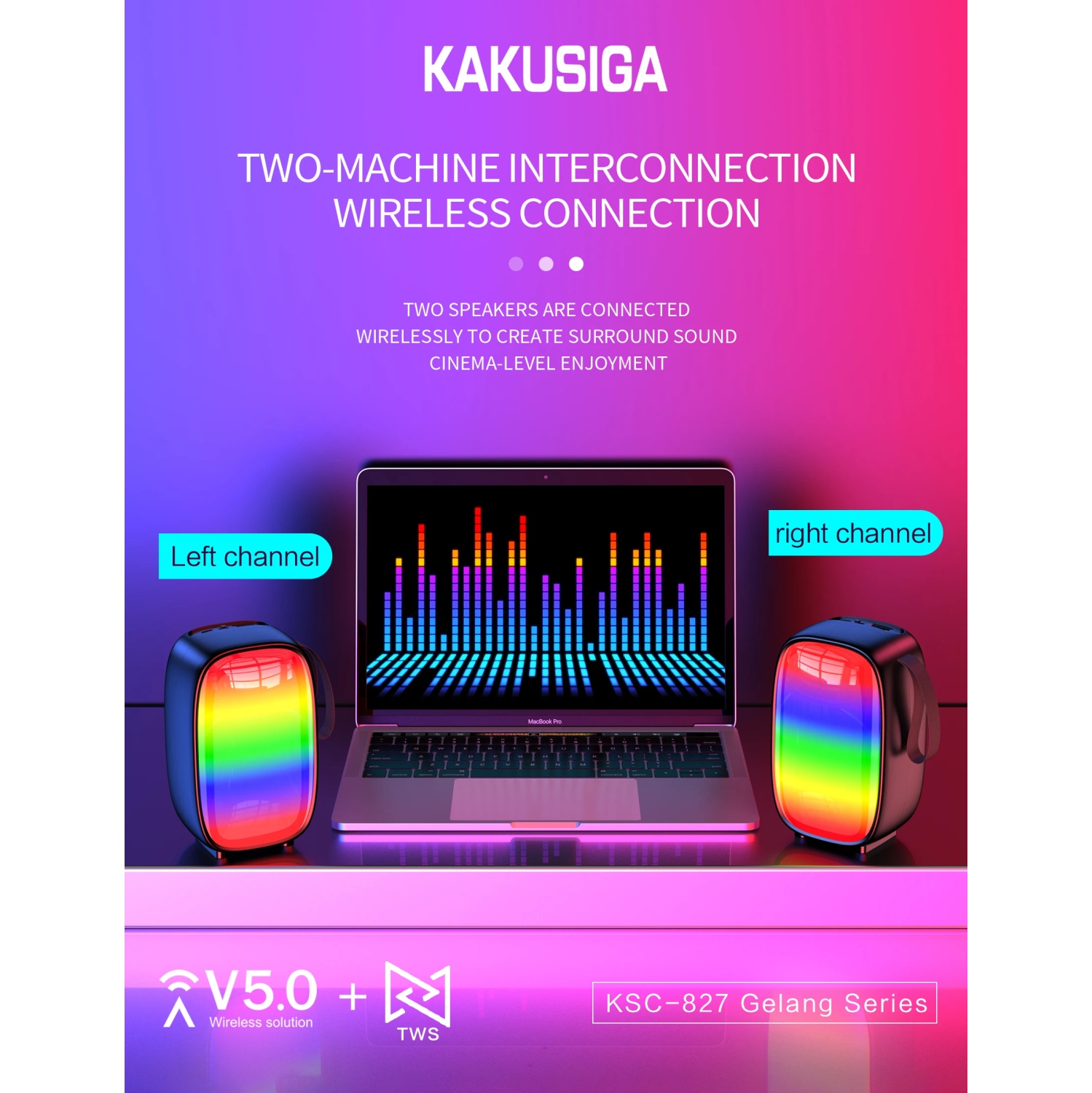 Haut-parleur stéréo portatif sans fil Bluetooth avec éclairage DEL coloré pour les fêtes d'intérieur