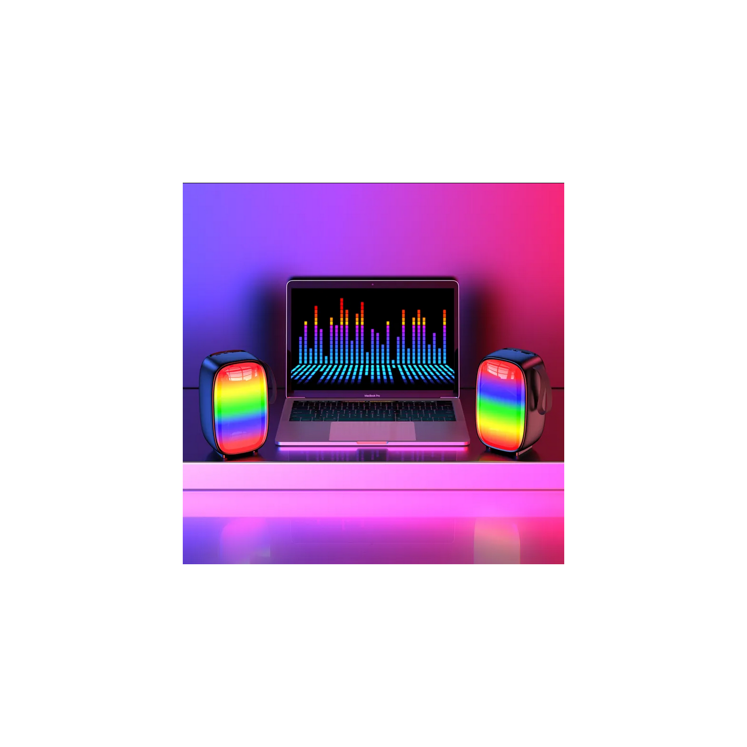 Haut-parleur stéréo portatif sans fil Bluetooth avec éclairage DEL coloré pour les fêtes d'intérieur