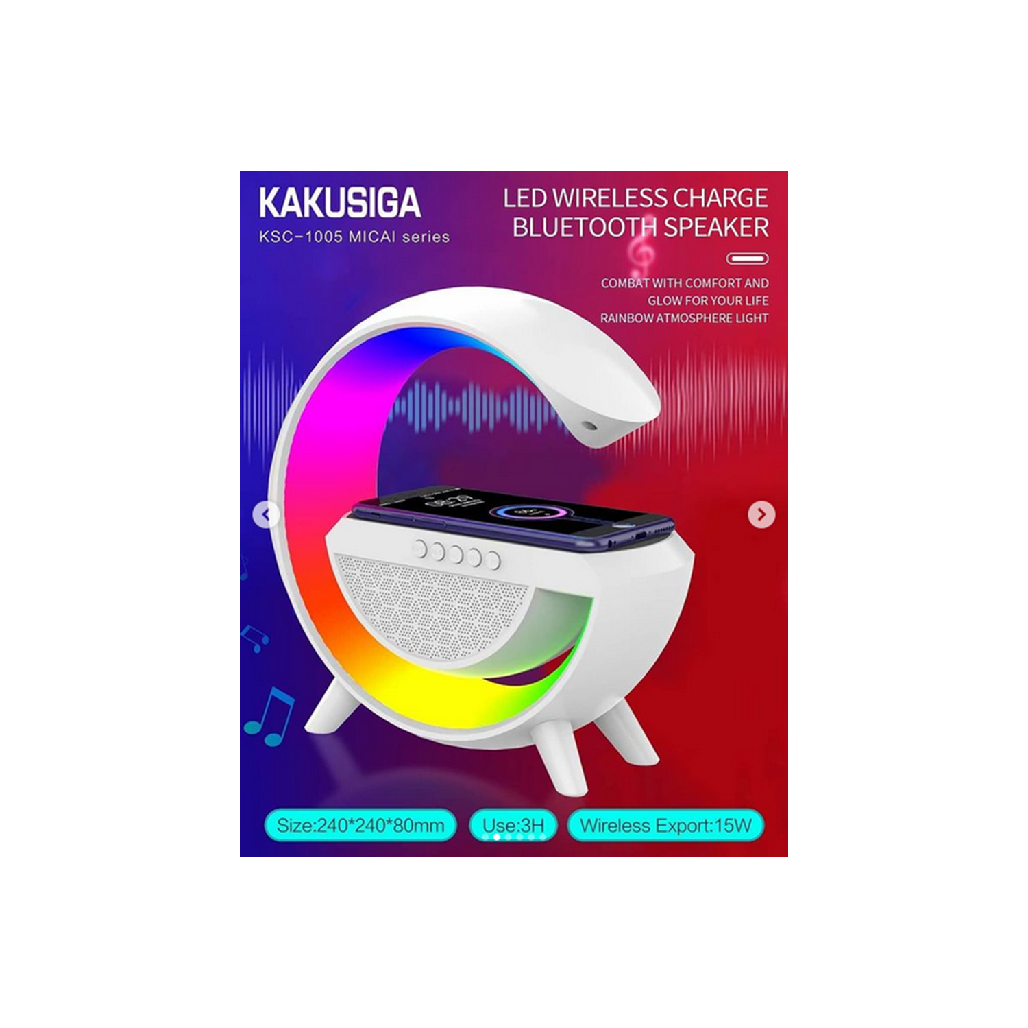 Lampe de table veilleuse LED Haut-parleur stéréo sans fil Bluetooth avec support de chargement sans fil pour le bureau de chambre à coucher