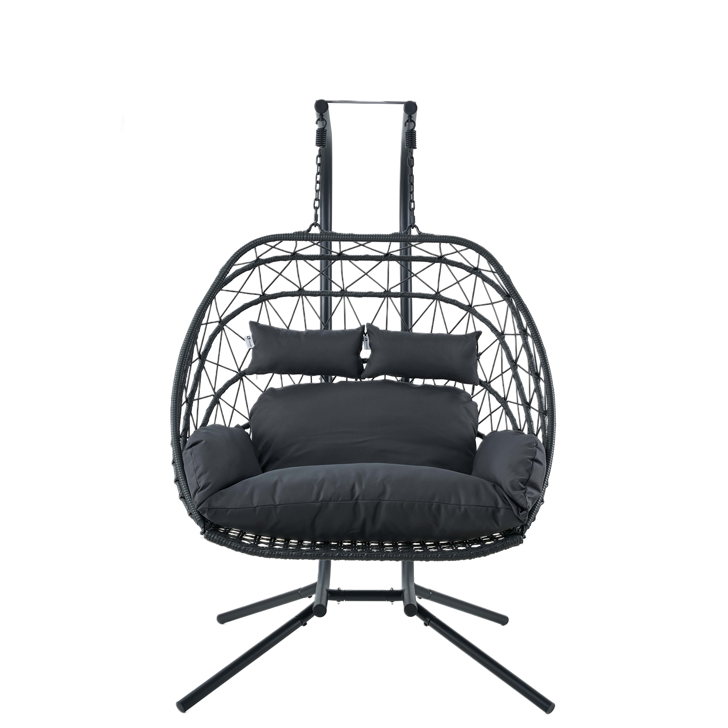 Kingman Outdoor/Indoor Double Porch Swing Egg Chair with Stand