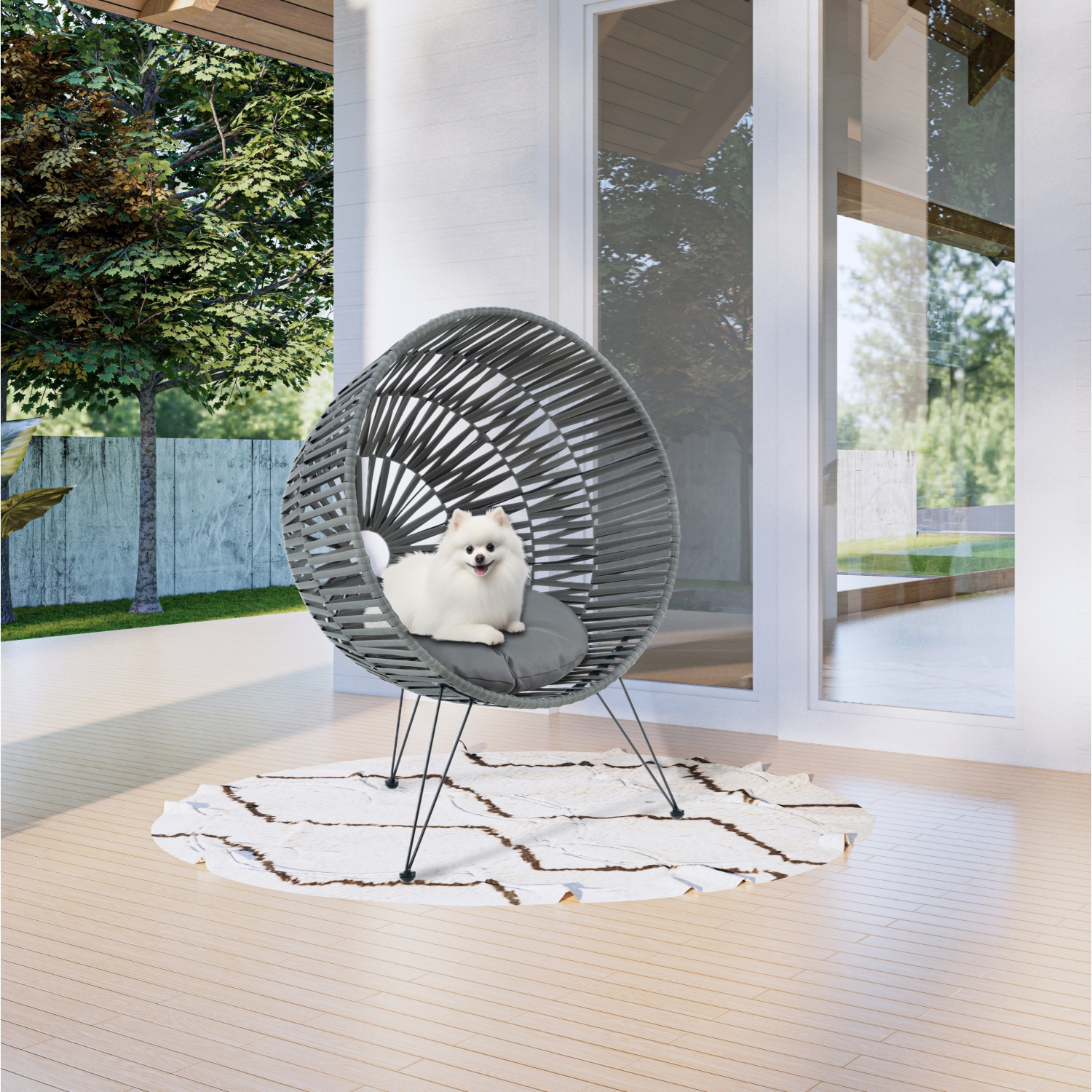 Kingman Handcrafted Pet Chair with Cushion - Grey