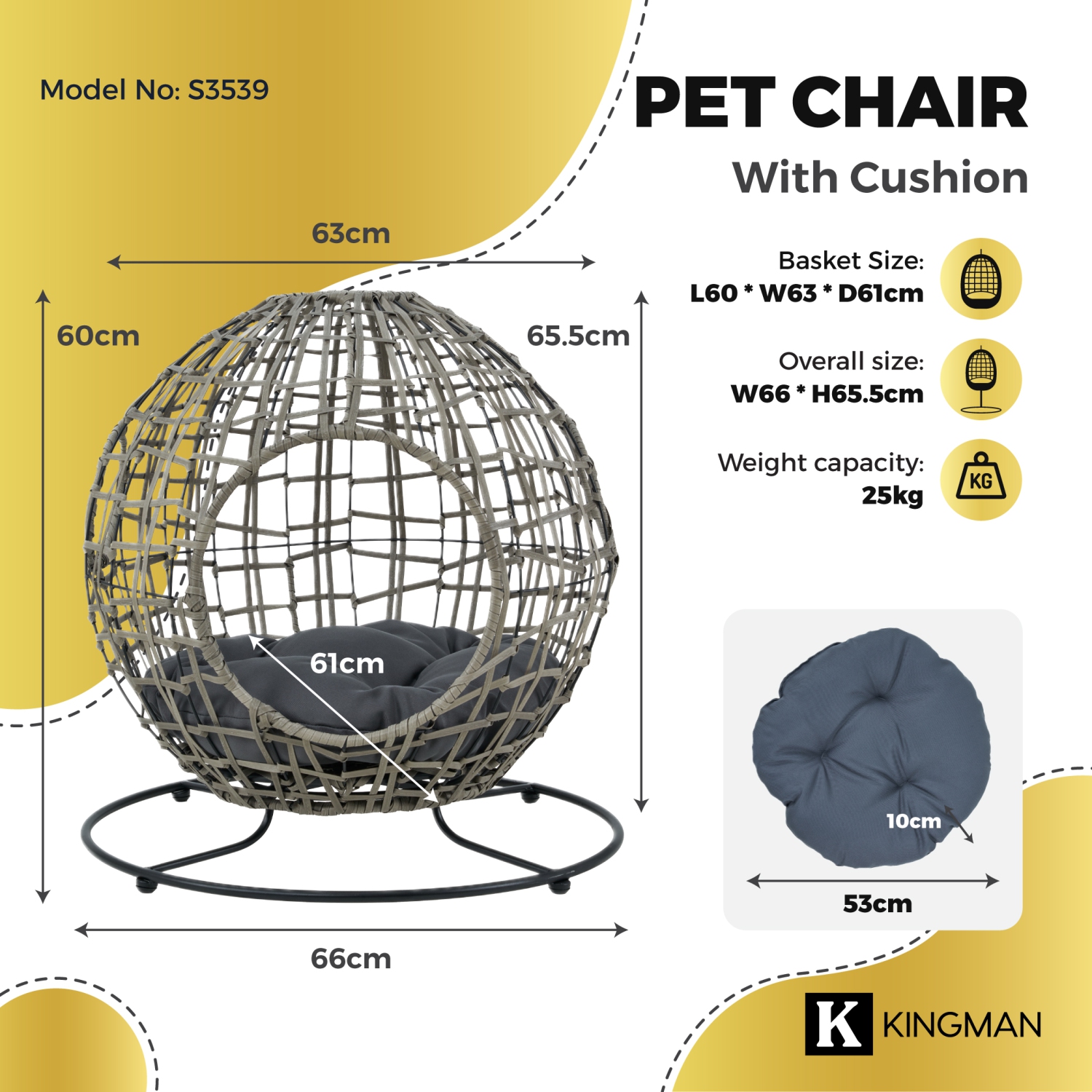 Kingman Handcrafted Pet Chair with Cushion