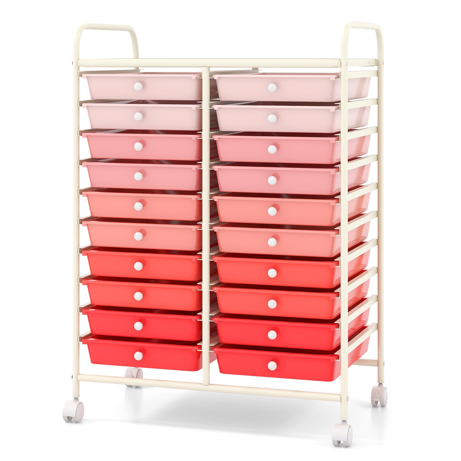Gymax Office Rolling Cart 20 Storage Drawers Scrapbook Paper Studio Organizer Pink Gradient