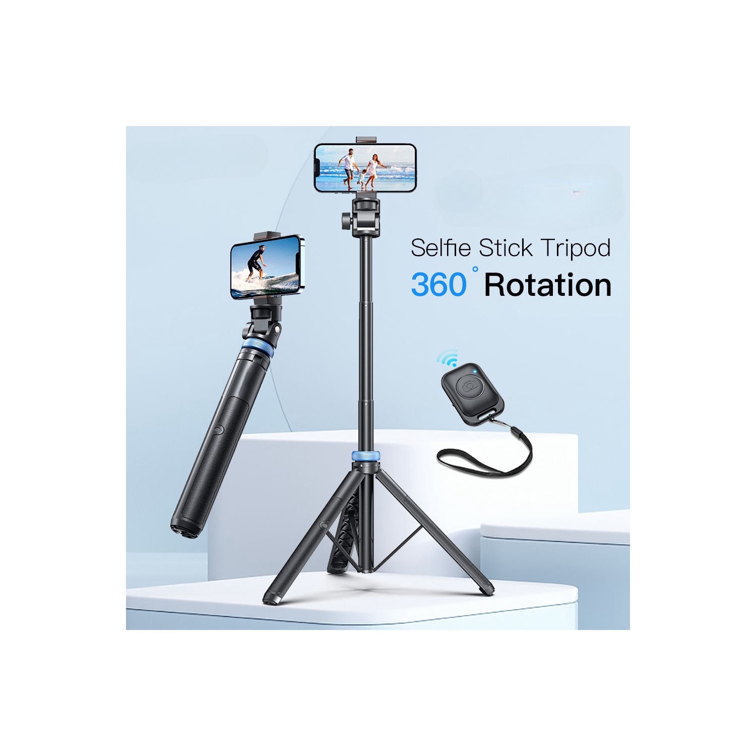 Trépied iPhone 62 po, trépied perche à égoportrait et trépied pour téléphone avec télécommande, trépied pour téléphone iPhone, trépied extensible