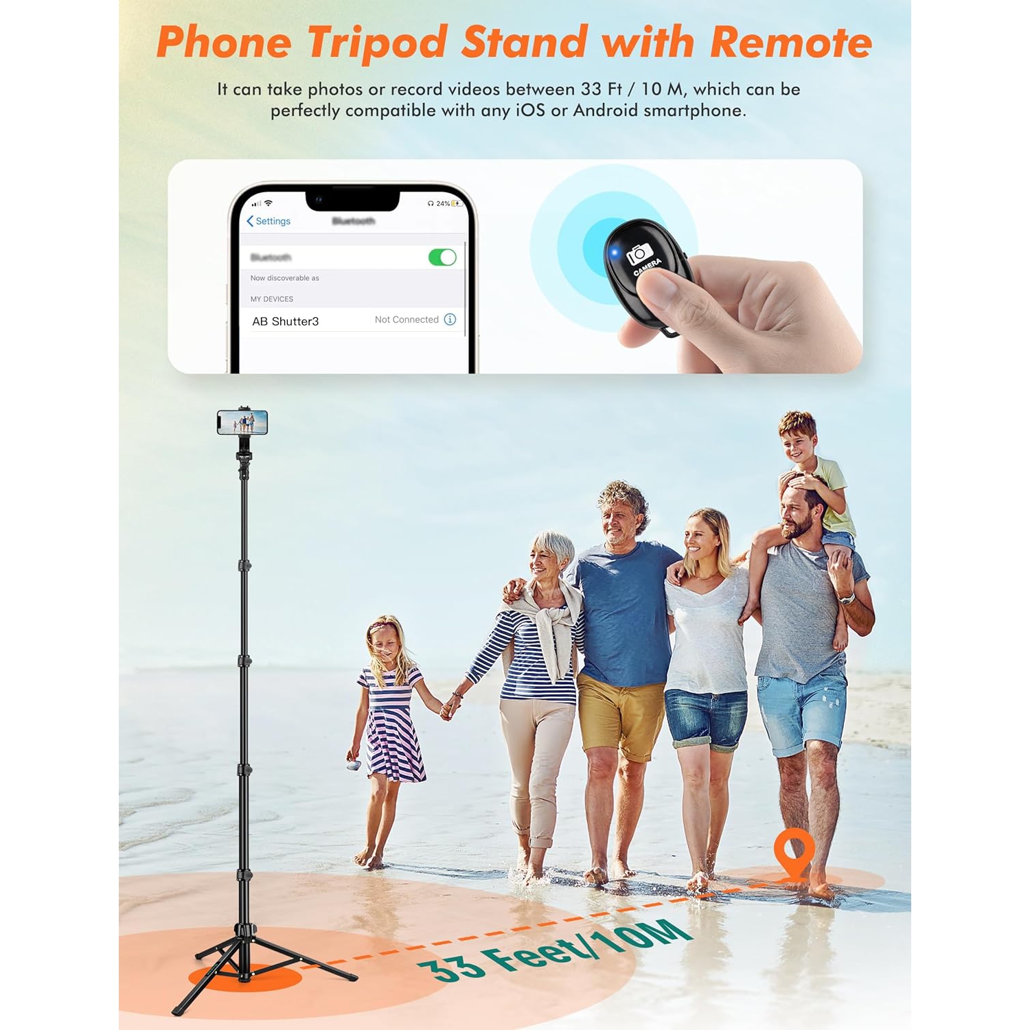 71" Tripod for iPhone, Phone Tripod with Remote, Phone Tripod & Tall Travel Tripod for Recording Selfies Photo, Compatible with iPhone 14 Pro Max 13