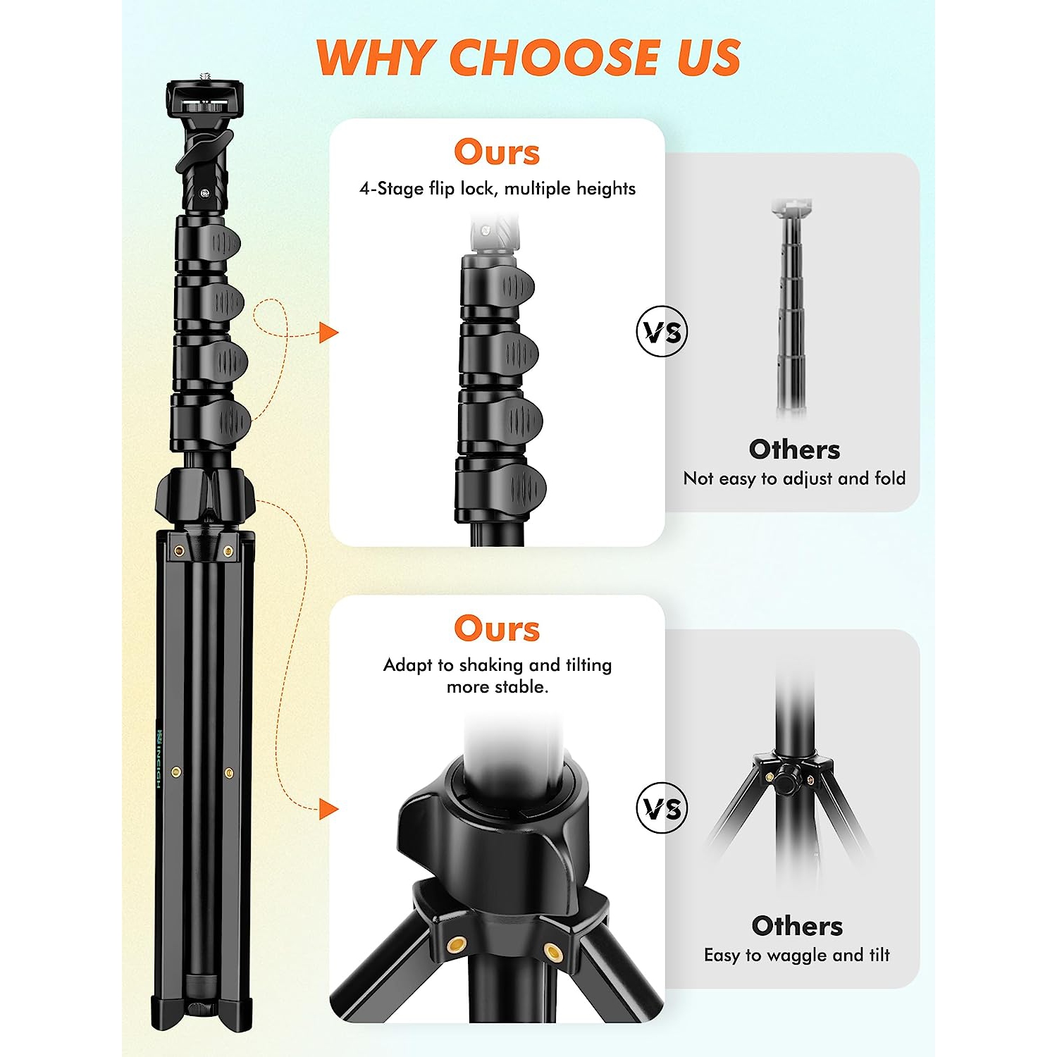 71" Tripod for iPhone, Phone Tripod with Remote, Phone Tripod & Tall Travel Tripod for Recording Selfies Photo, Compatible with iPhone 14 Pro Max 13