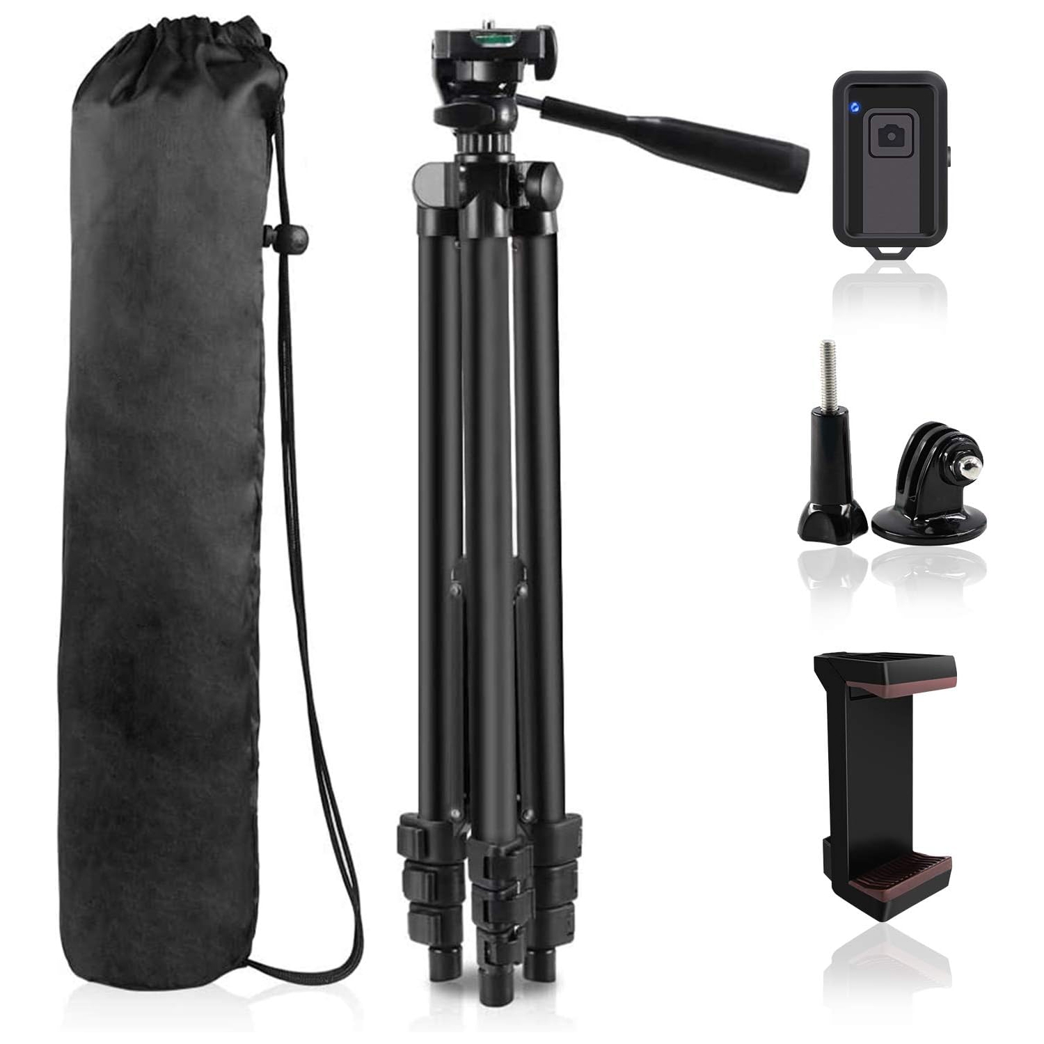 Phone Tripod, 50" Extendable Cell Phone Tripod with Wireless Bluetooth Remote and Universal Phone Holder, Perfect for Video Recording/Selfies/Live
