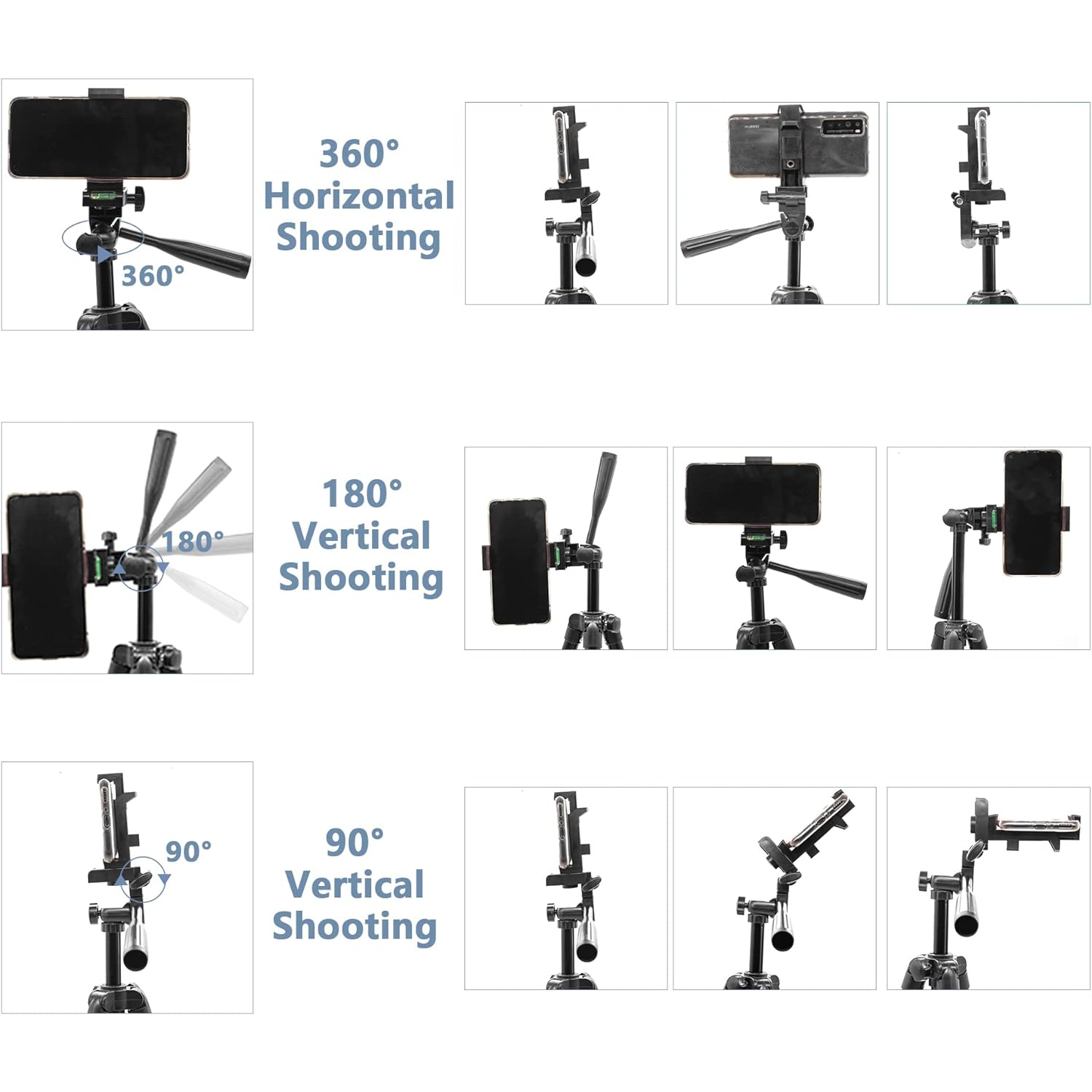 Phone Tripod, 53" Extendable Aluminum Travel Tripod for Phone and Camera with Bluetooth Remote Shutter and Phone Clip, Compatible with iPhone &