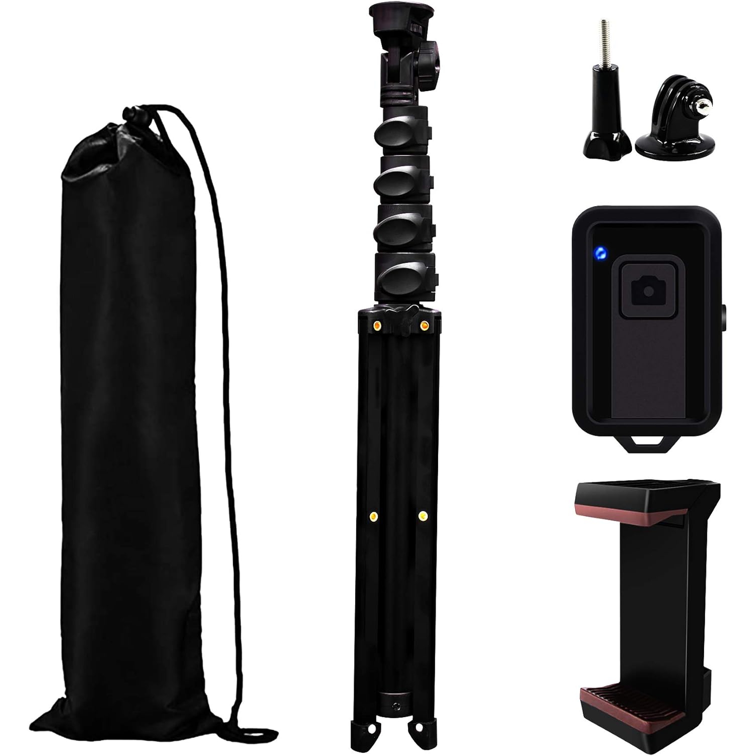 Trépied perche à égoportrait, trépied extensible léger de 62 po pour téléphone avec télécommande sans fil pour iPhone, téléphone Android et appareils