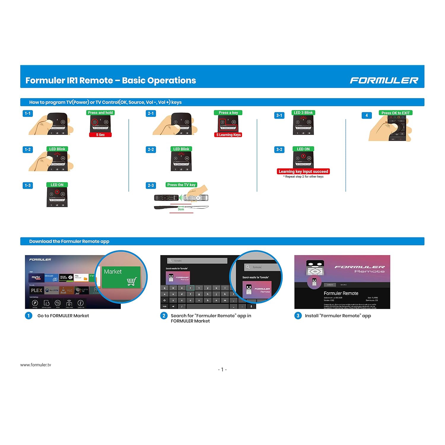 Télécommande GTV IR1 de Former