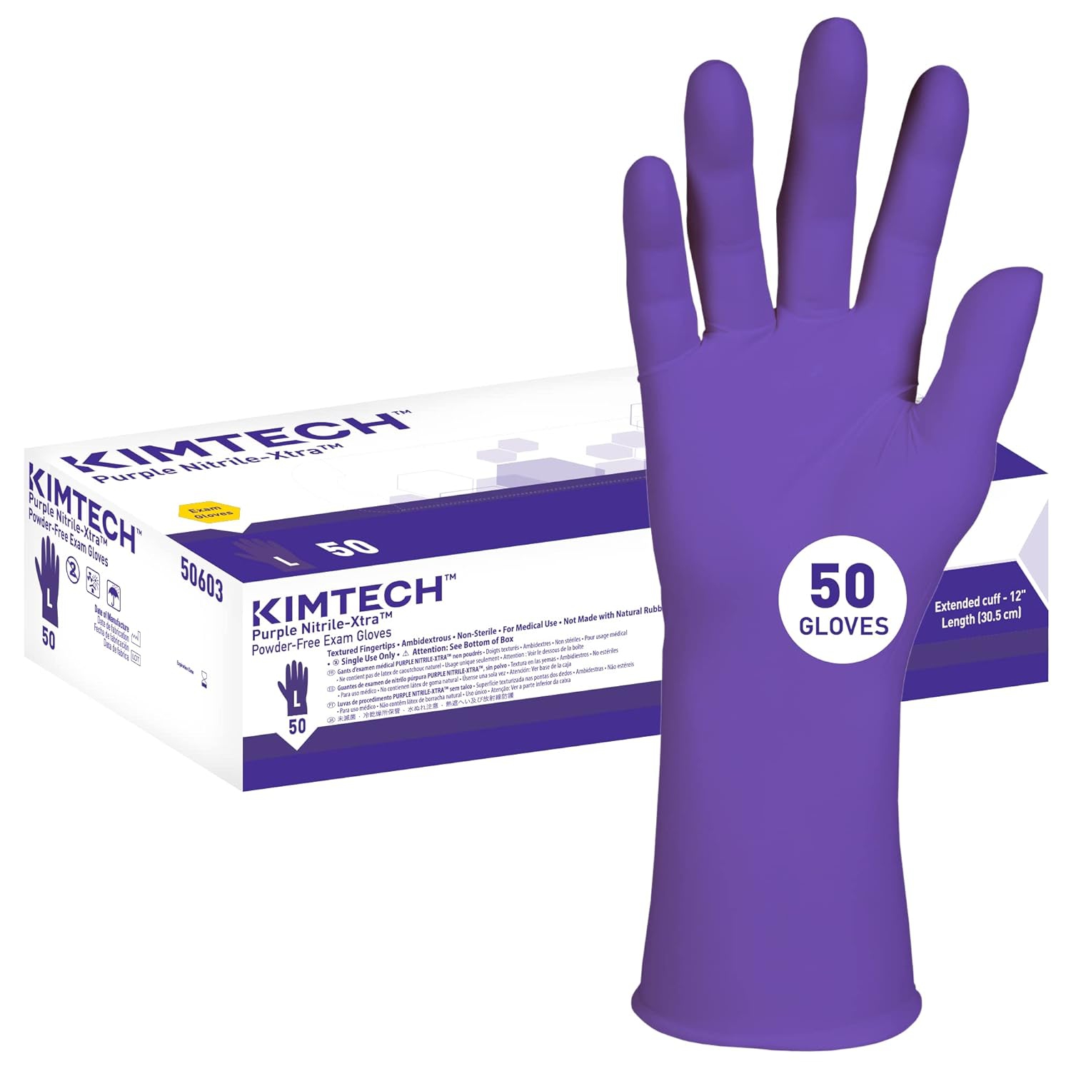 Halyard Health – Gants d’examen en nitrile violet 50603, gants d’examen sans poudre, jetables, grand, violet
