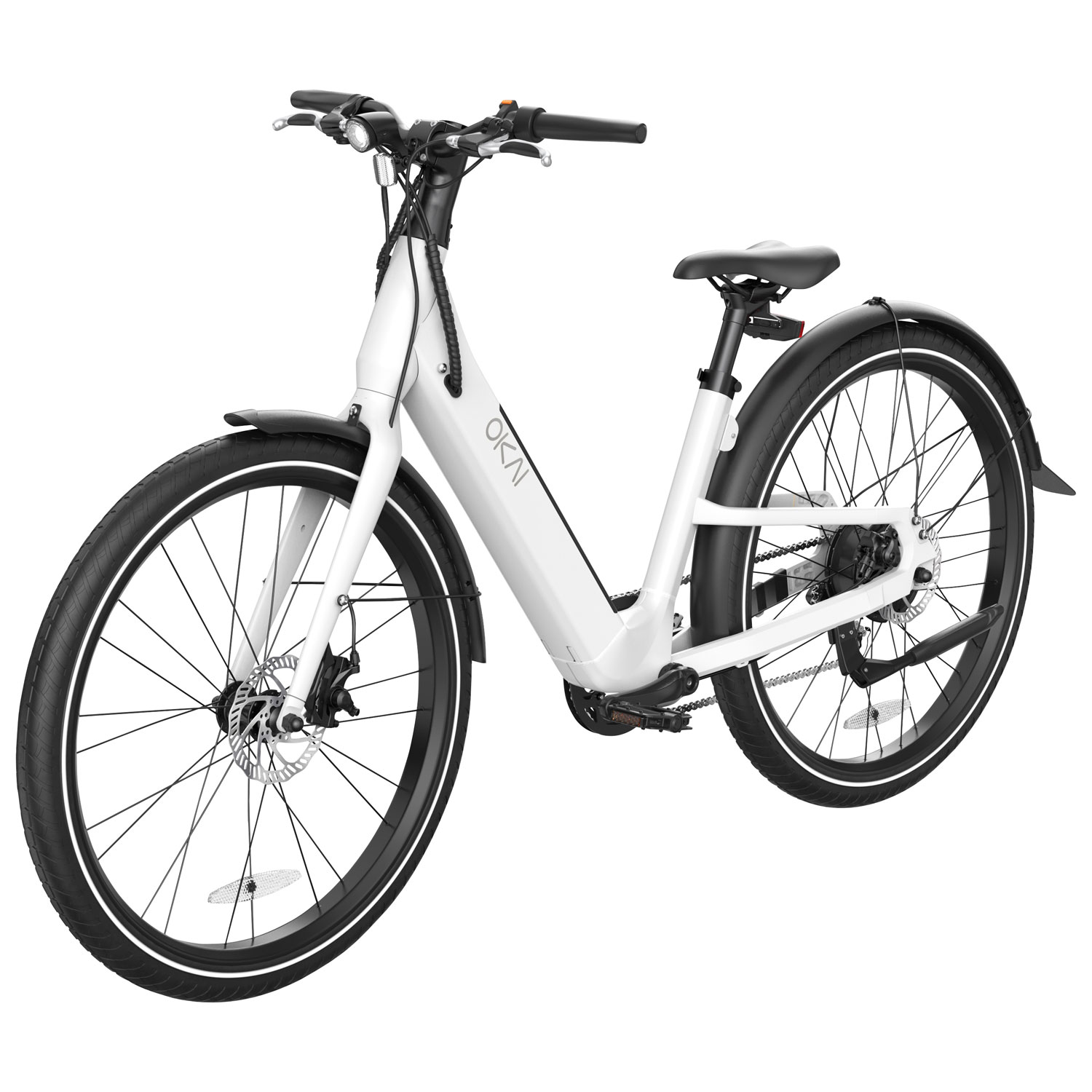 OKAI Stride 500W Step-Through Electric City Bike with up to 64km Battery Life - White