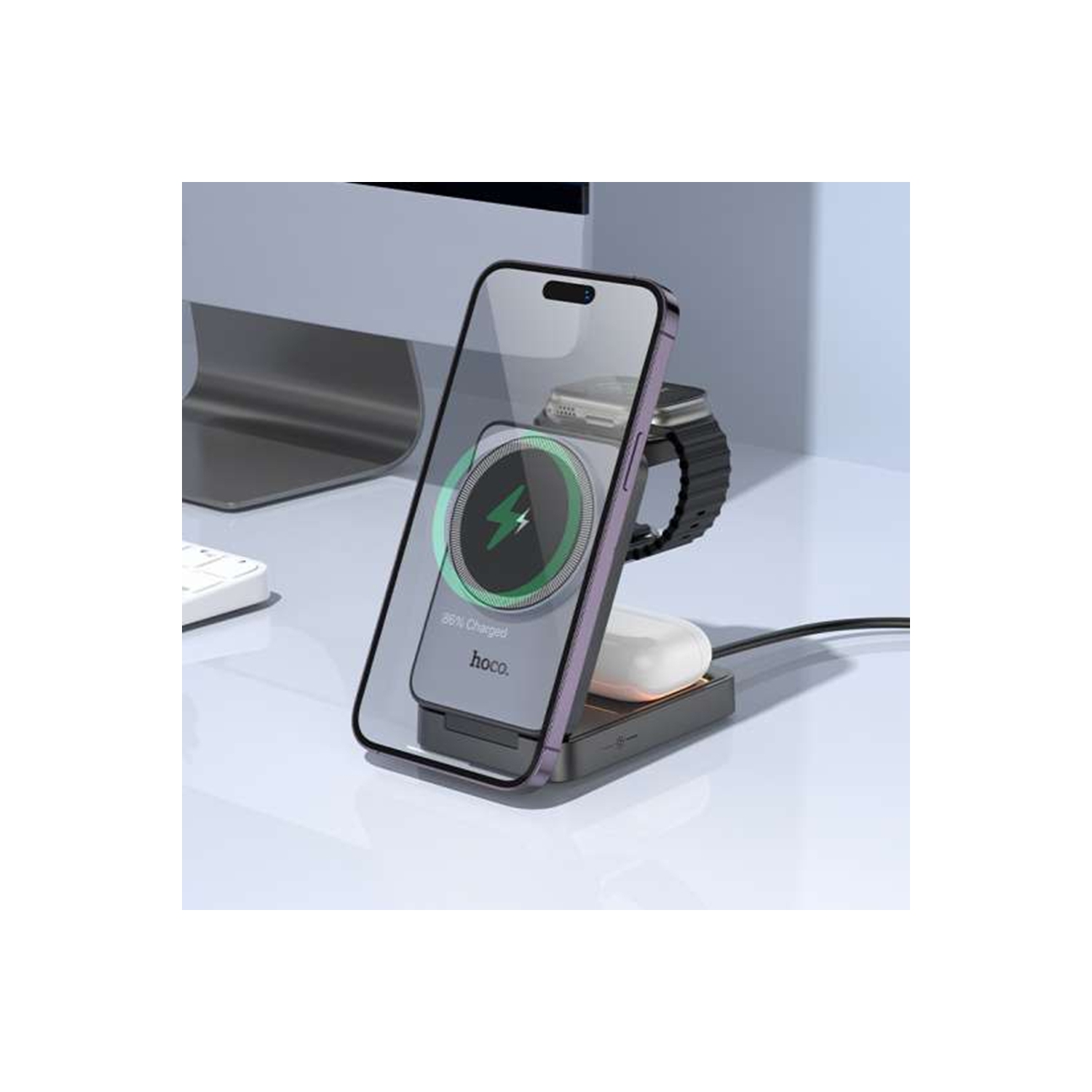 3 in 1 Foldable Qi Fast Magnetic MagSafe Wireless Charger Stand Dock Station for iPhone AirPods Apple Watch