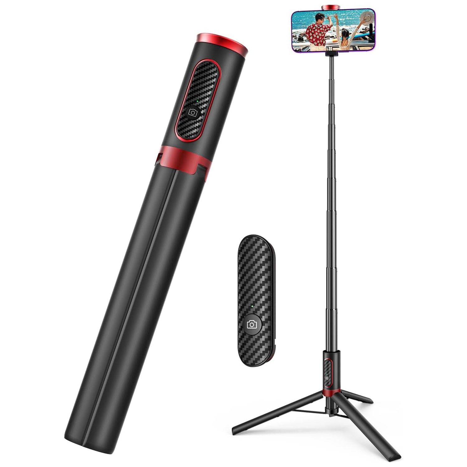 Selfie Stick Tripod, 60'' all in 1 Aluminum Phone Tripod Stand with Remote for iPhone 15/14/Pro Max/13/12 & Samsung Huawei 4''-7'' Smartphones. Stick
