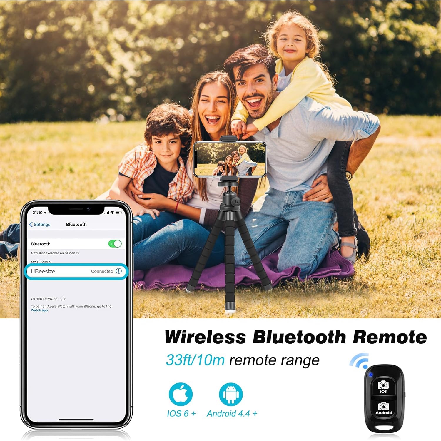 Phone Tripod, Portable and Flexible Tripod with Wireless Remote and Clip, Cell Phone Tripod Stand for photo Video Recording