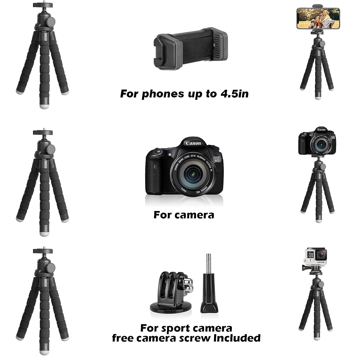 Phone Tripod, Portable and Flexible Tripod with Wireless Remote and Clip, Cell Phone Tripod Stand for photo Video Recording