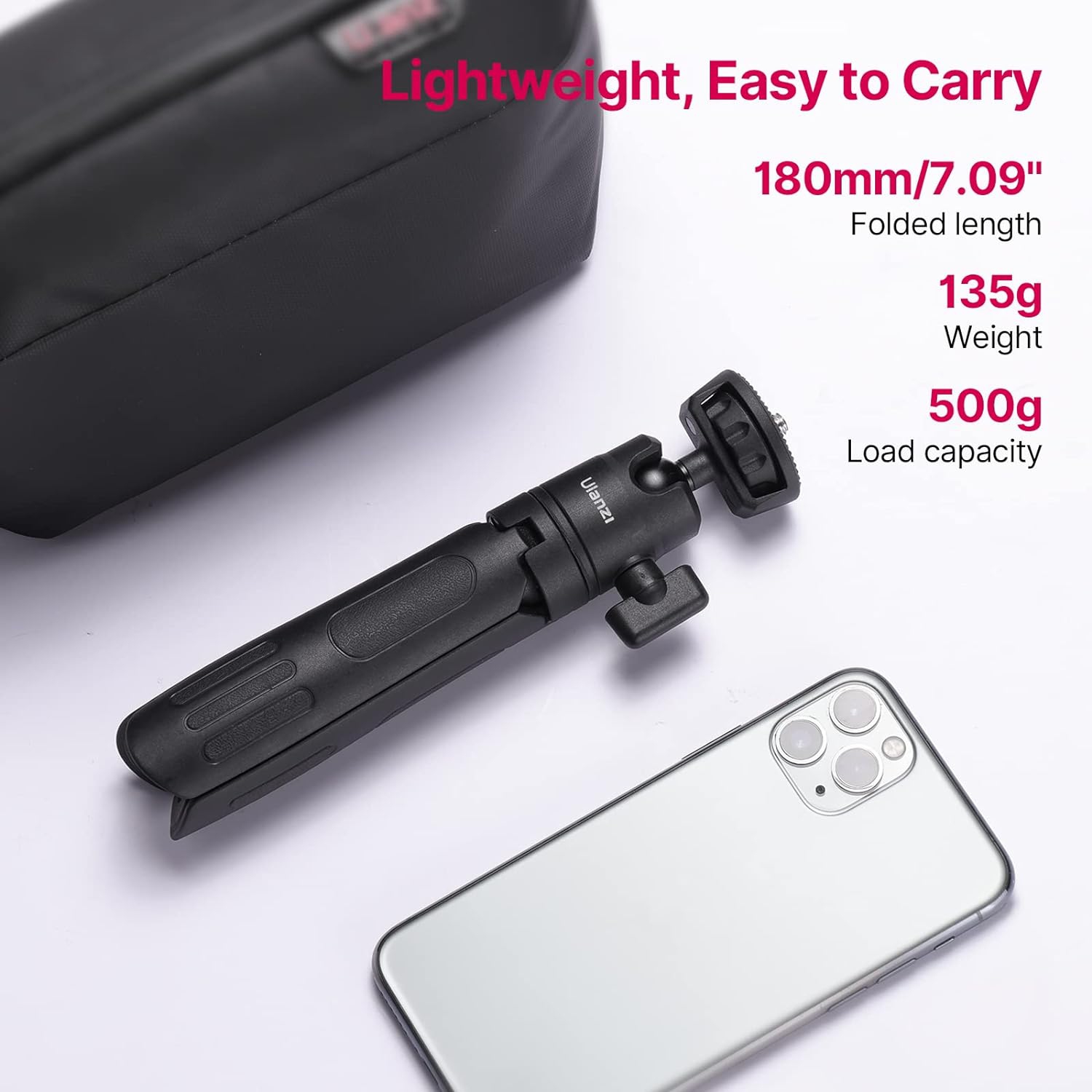 Portable Vlog Phone Tripod Stand with Phone Mount Gopro Adapter,M12 Extendable Selfie Stick for Gopro, Mini Hand Grip Compatible with Gopro Hero