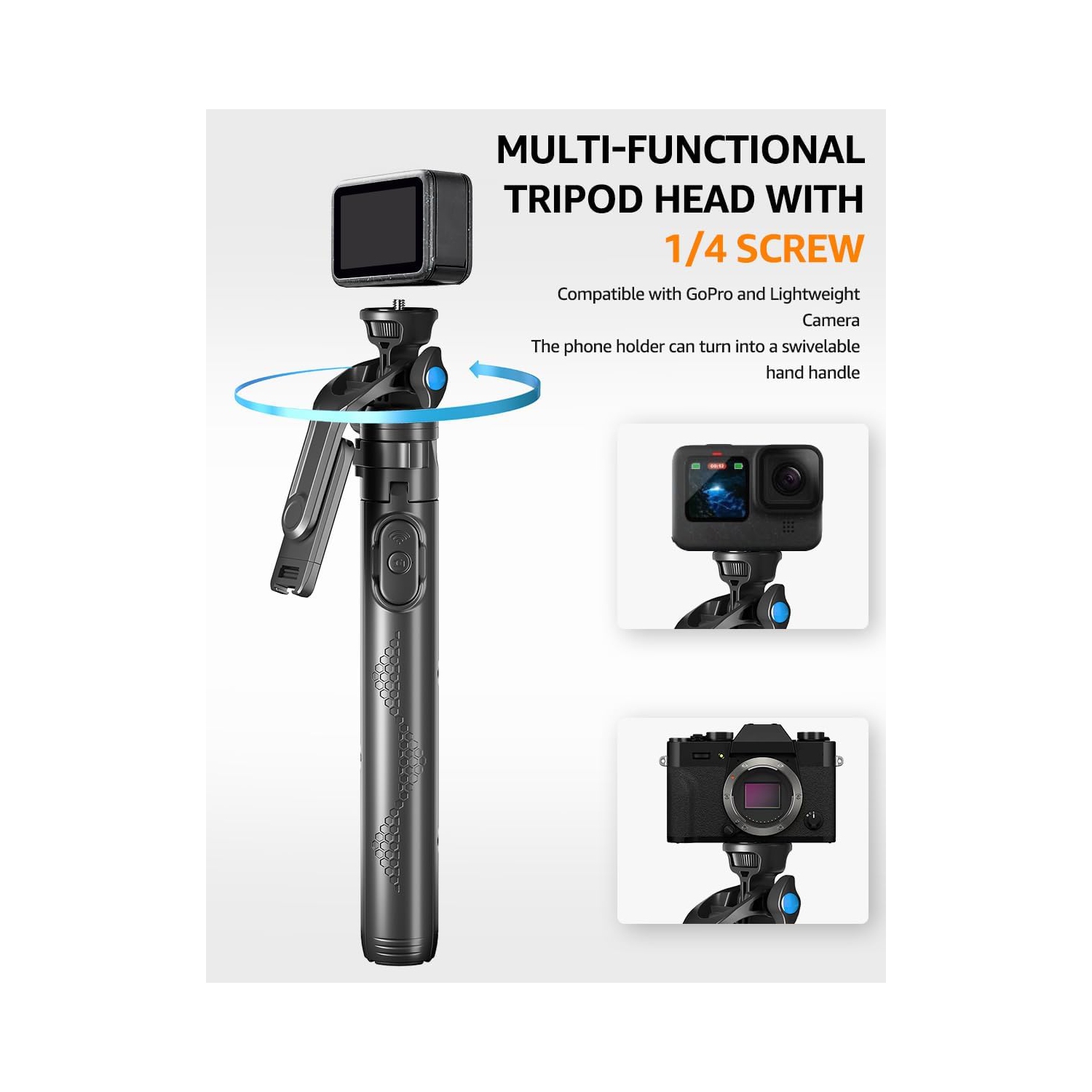 Trépied pour égoportraits de 63 po avec télécommande sans fil, trépied pour téléphone trépied portatif de voyage compatible avec iPhone 15 Android