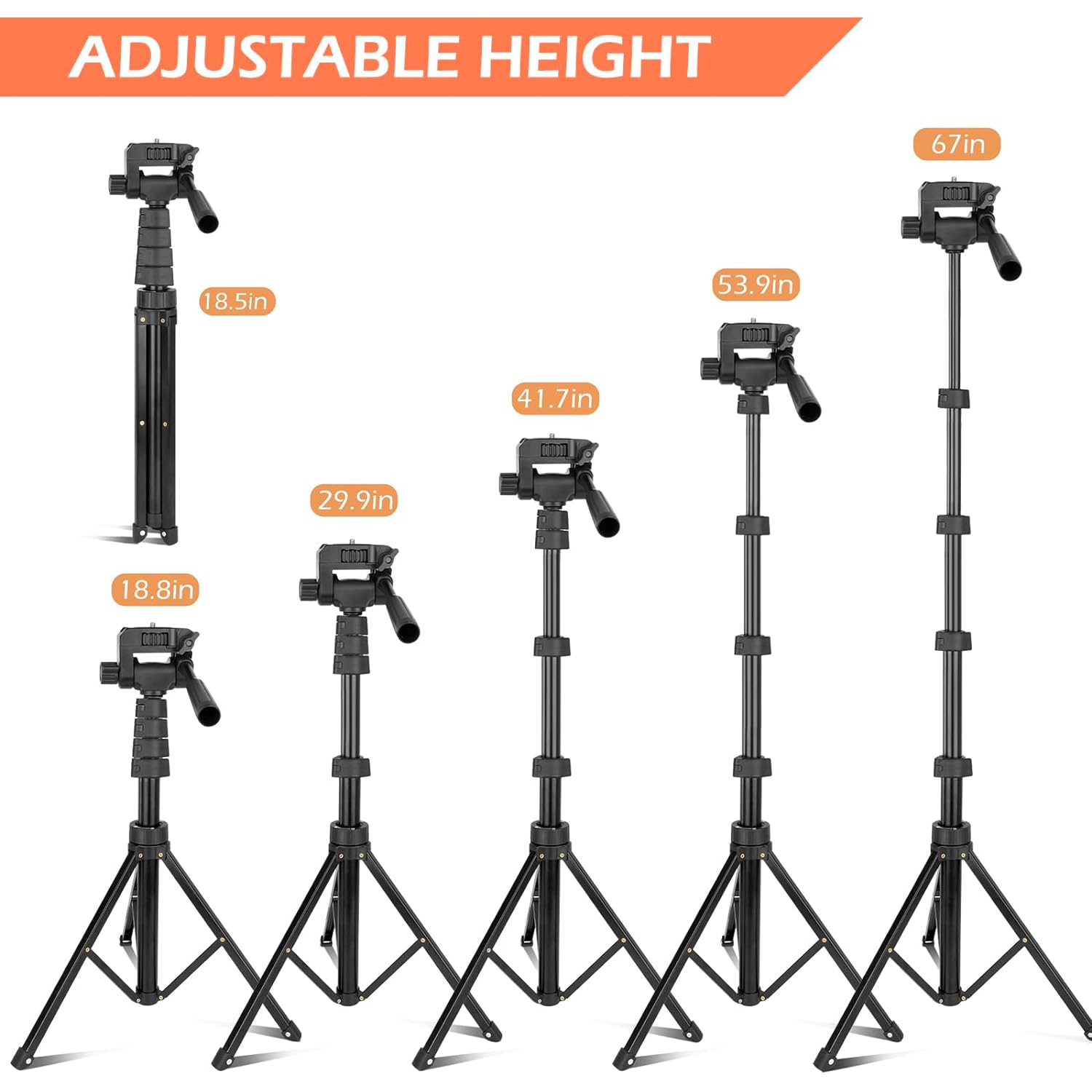 67" Phone Tripod&Camera Stand, Selfie Stick Tripod with Remote and Phone Holder, for Selfies/Video Recording/Live Streaming