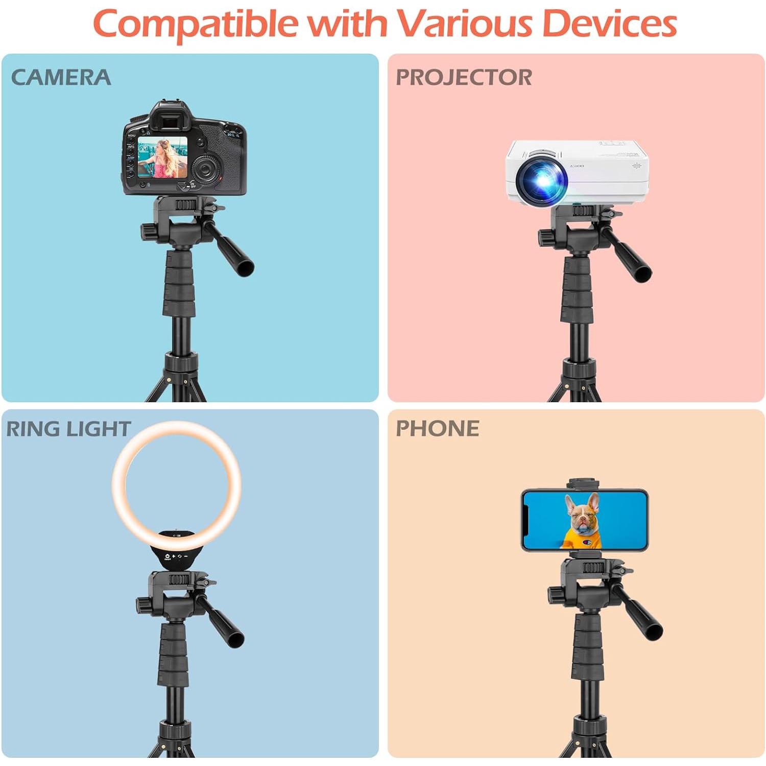 67" Phone Tripod&Camera Stand, Selfie Stick Tripod with Remote and Phone Holder, for Selfies/Video Recording/Live Streaming