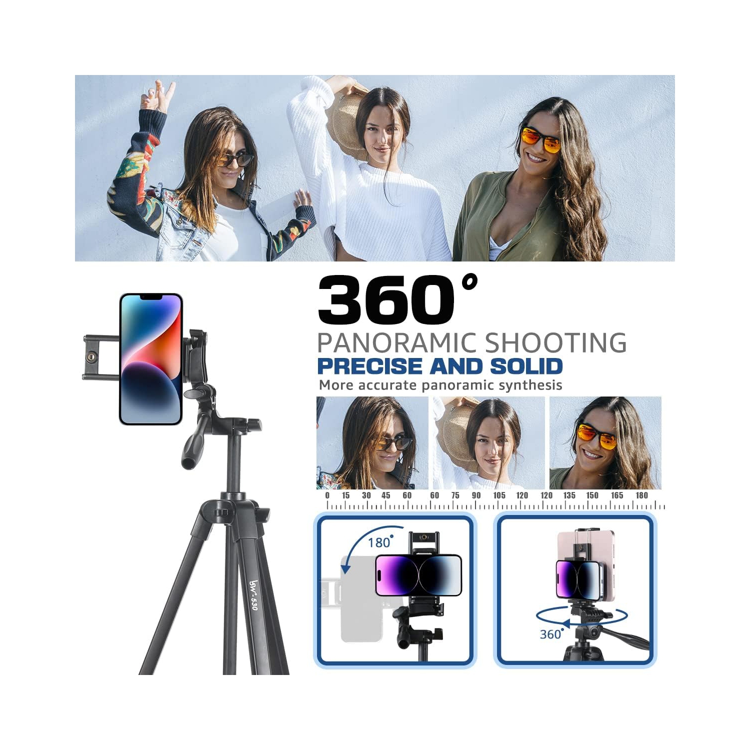 Trépied 2-en-1 de 67 po avec support pour téléphone cellulaire/tablette/caméra Web/GoPro, avec sac de transport et télécommande sans fil