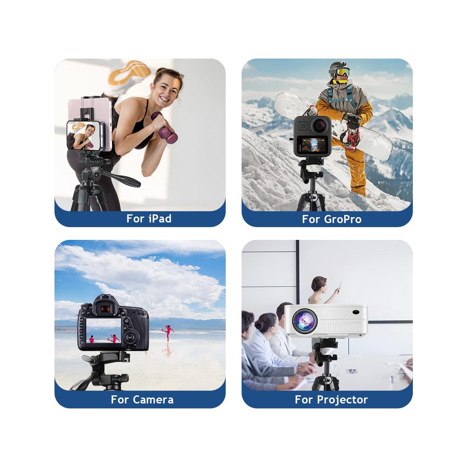 Trépied 2-en-1 de 67 po avec support pour téléphone cellulaire/tablette/caméra Web/GoPro, avec sac de transport et télécommande sans fil